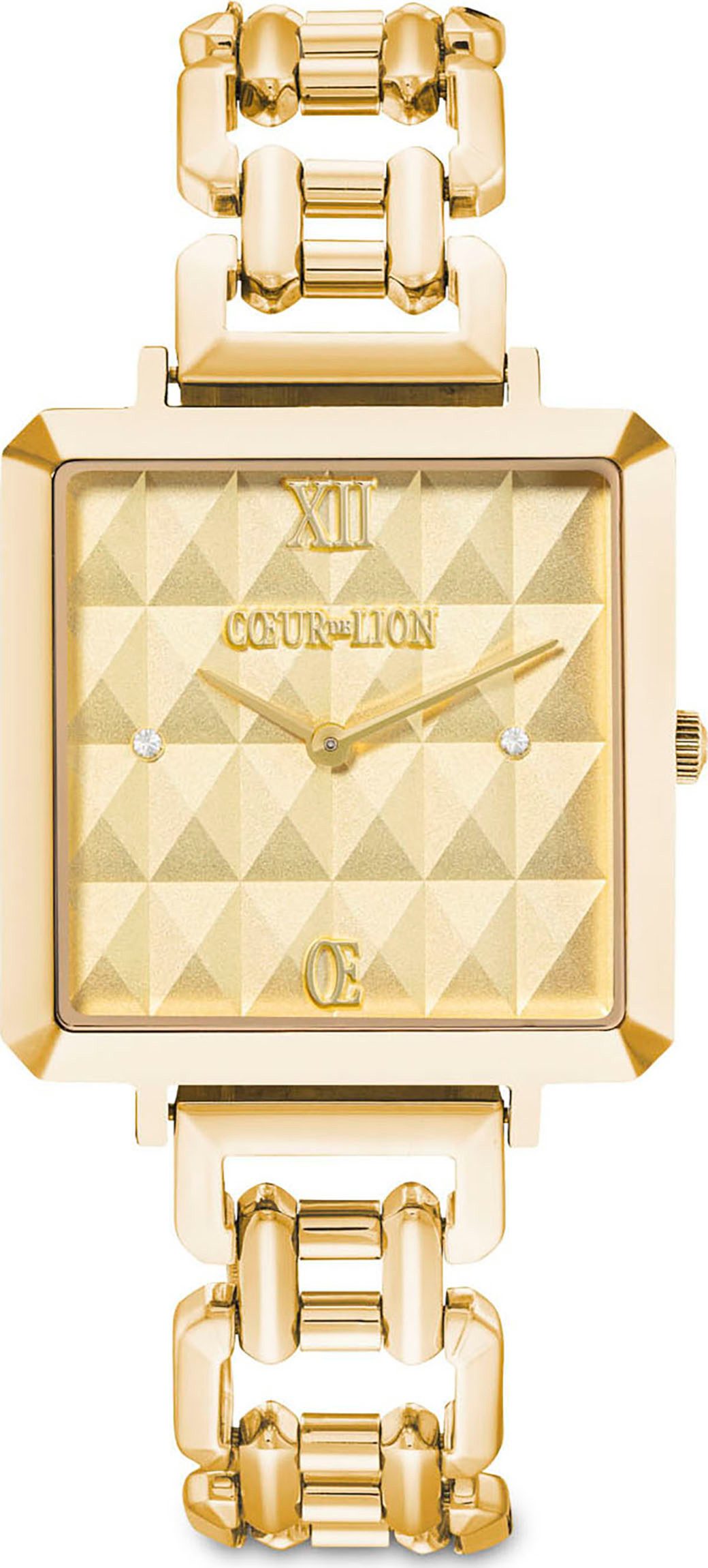 COEUR DE LION Quarzuhr Iconic Cube Spikes Statement 7662/74-1616, Armbanduhr, Damenuhr, Edelstahlarmband, analog