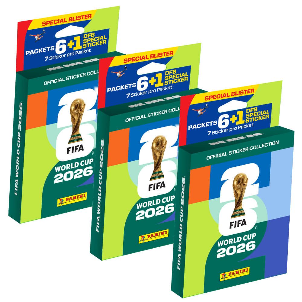 Panini Sammelkarte Fifa World Cup 2026 Sticker - WM Sammelsticker, - 3 Blister