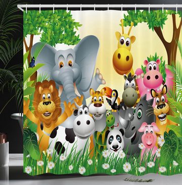 Abakuhaus Duschvorhang Moderner Digitaldruck mit 12 Haken auf Stoff Wasser Resistent Breite 175 cm, Höhe 180 cm, Tier Tiere Dschungel