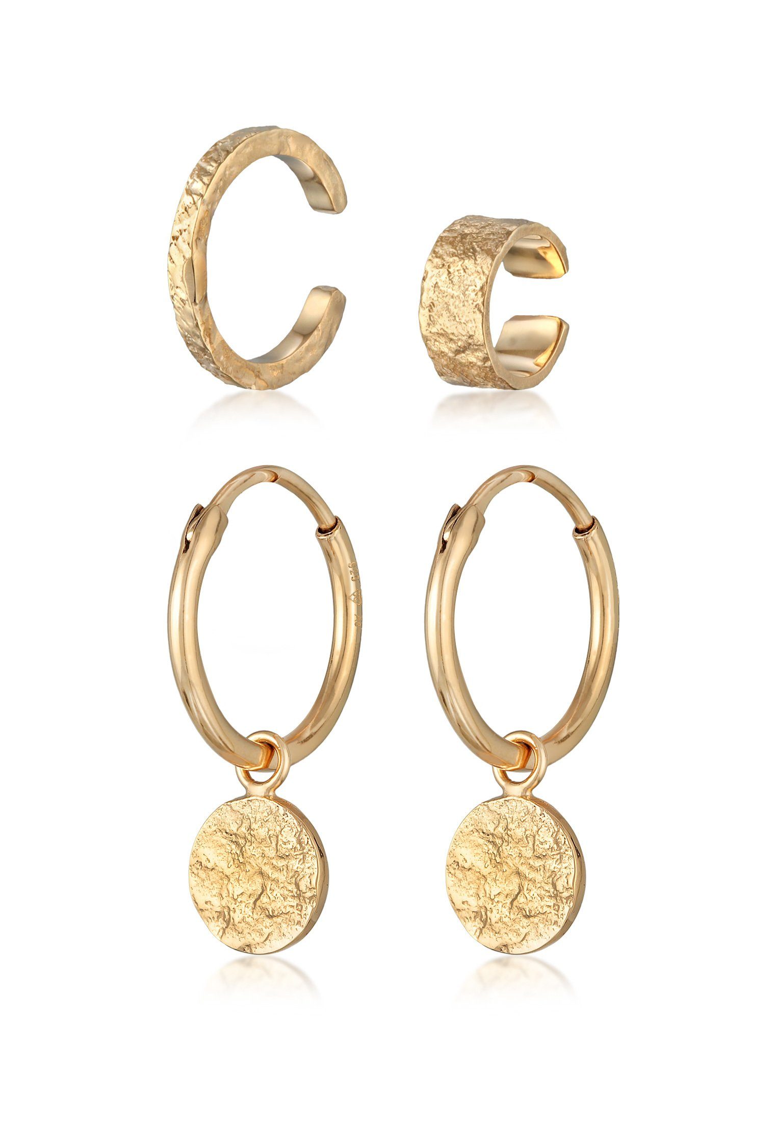 Elli Ohrring-Set Creolen Earcuff Set im modischen Look 925 Silber Gold