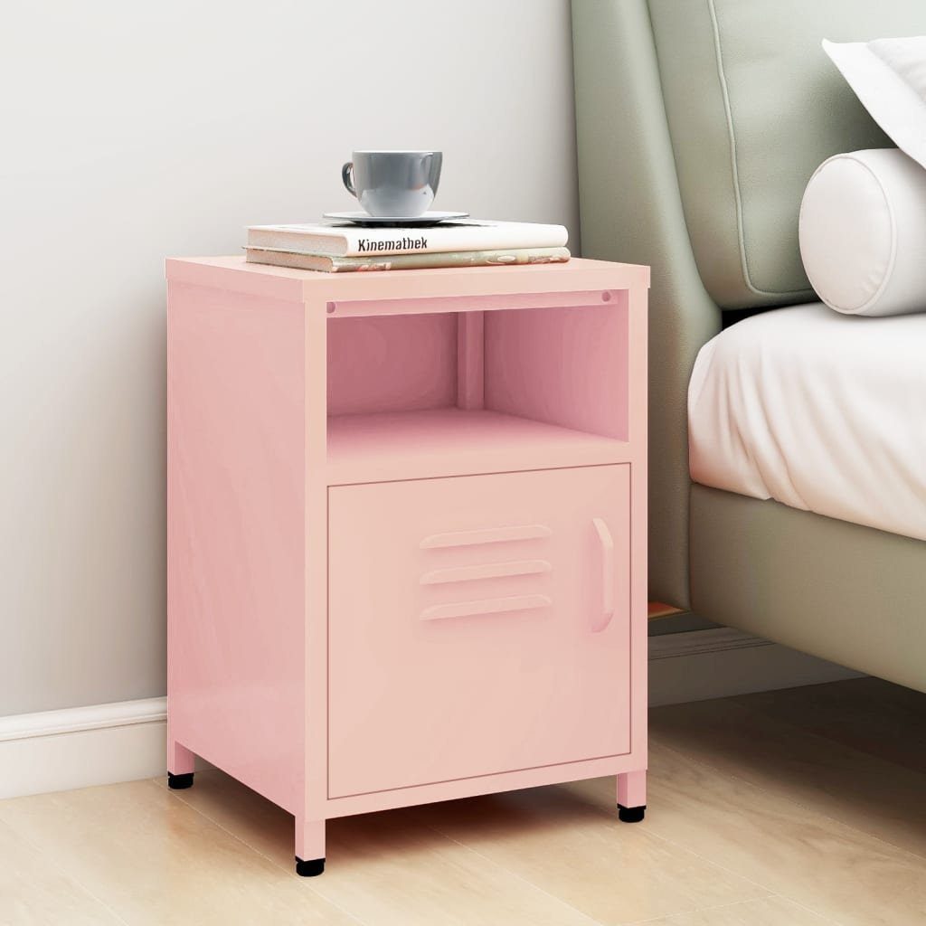 vidaXL Nachttisch Nachttisch Rosa 35x35x51 cm Stahl (1-St)