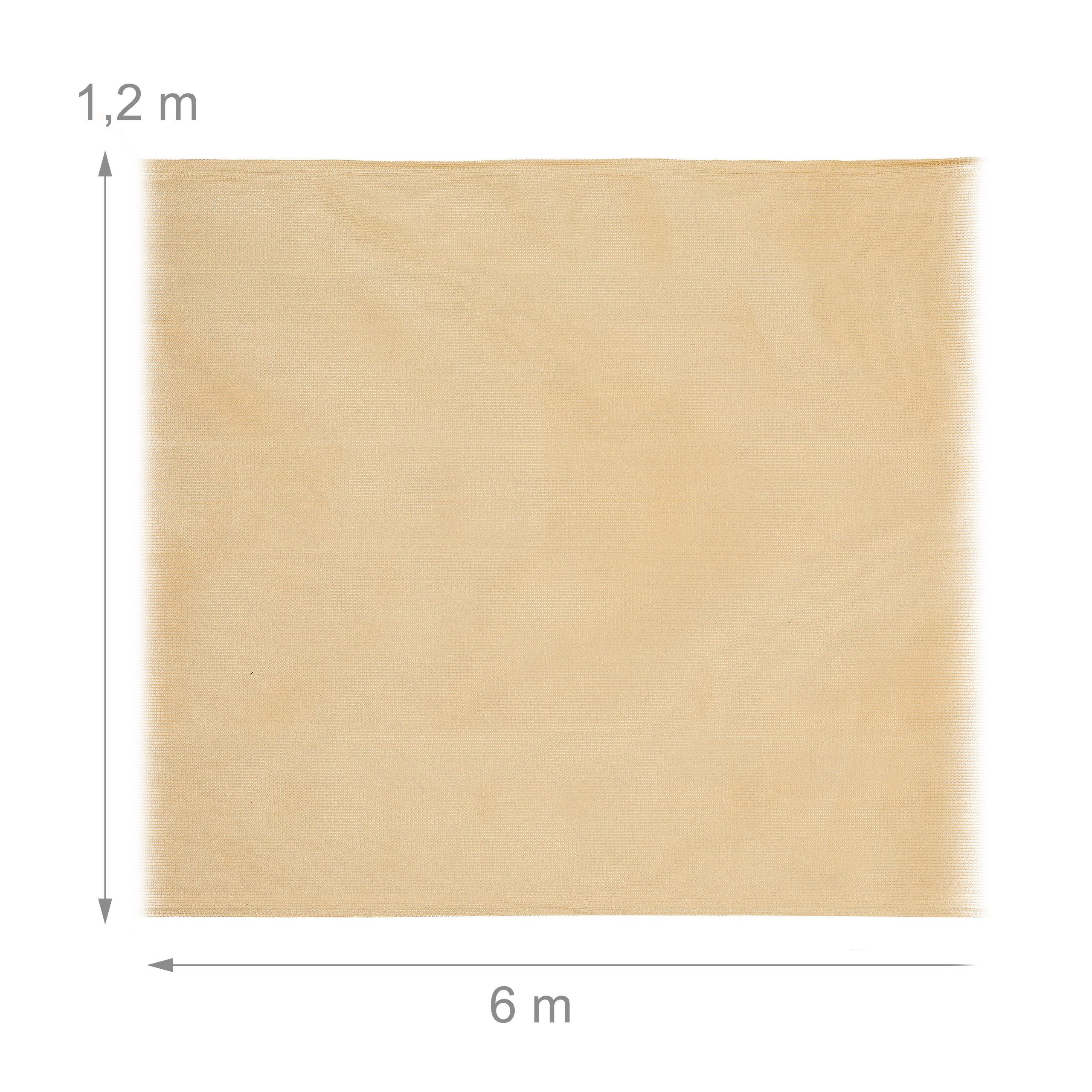 relaxdays Blende Zaunblende 1,2 m hoch Meter beige, x 6 1,2