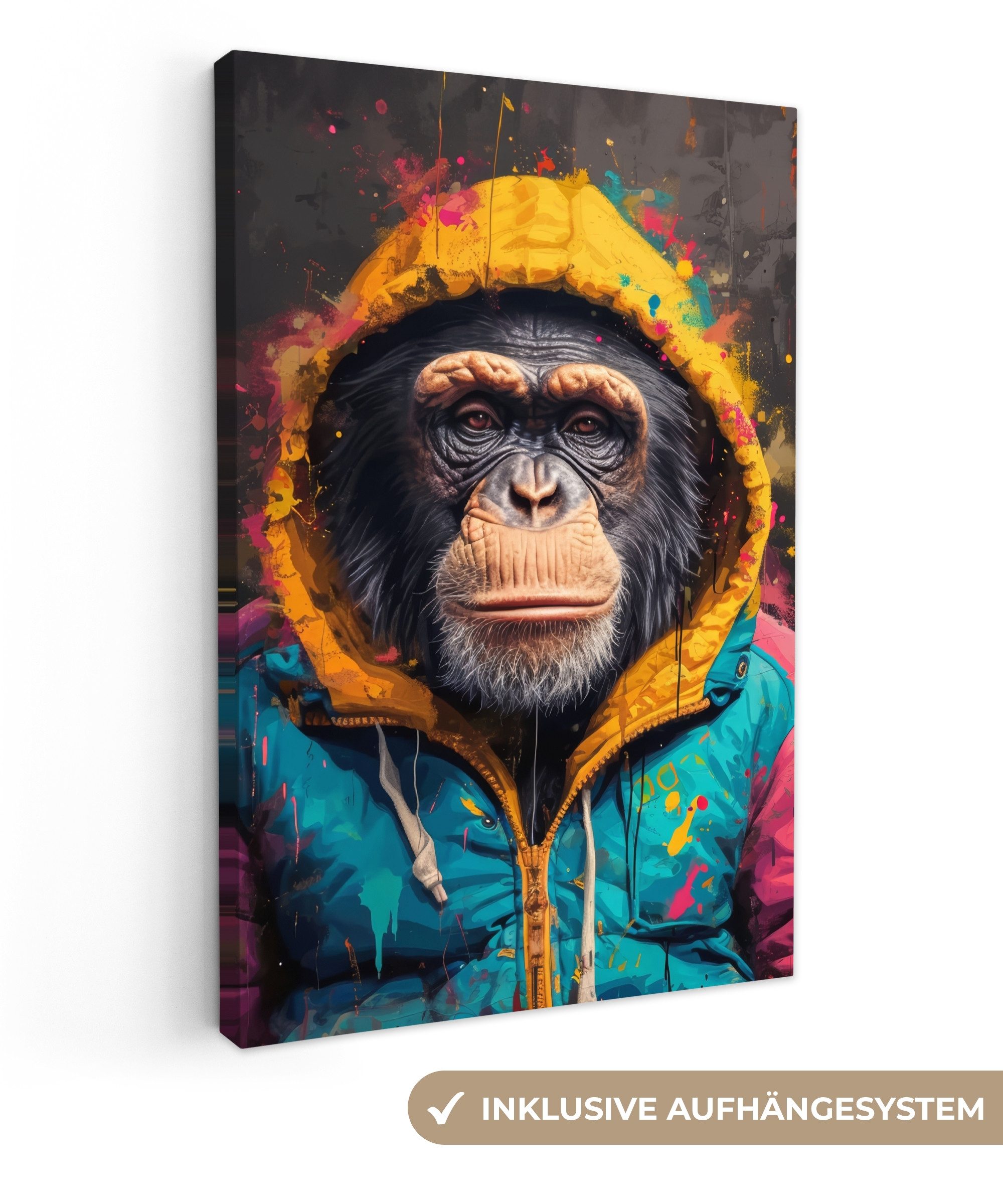 OneMillionCanvasses® Leinwandbild Graffiti - Schimpanse - günstig online kaufen