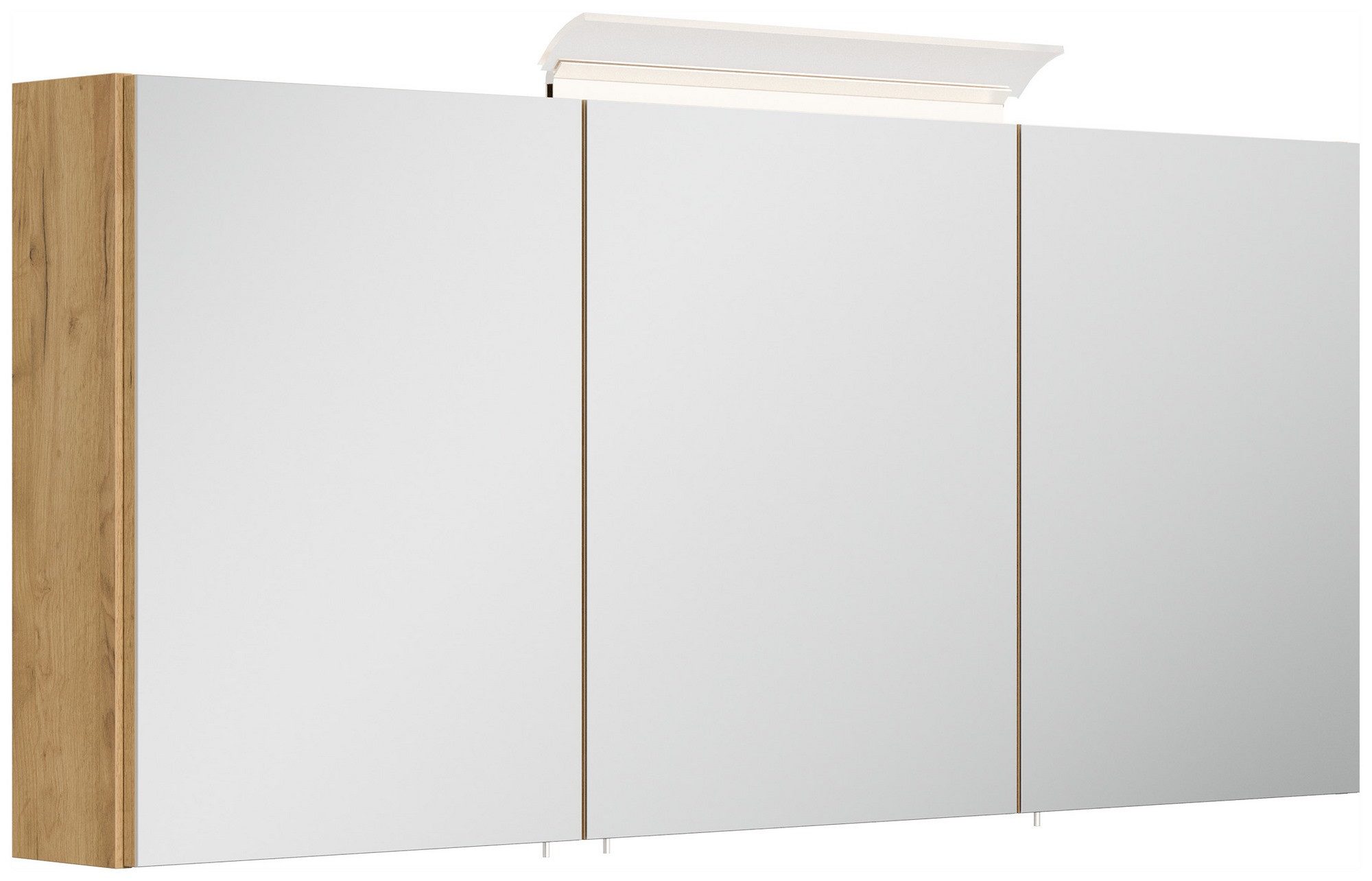 Posseik Spiegelschrank Badezimmer Spiegelschrank 3-türig LED-Acryllampe 140cm Eiche Gold