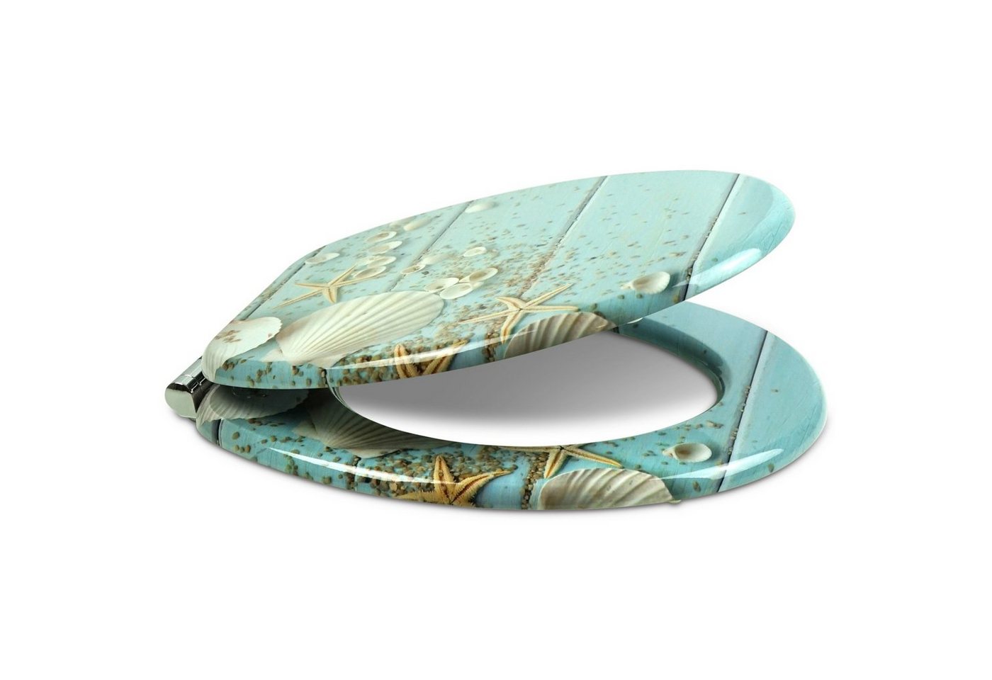 Thumbnail - Sanfino WC-Sitz "Caribbean Blue" Premium Toilettendeckel mit Absenkautomatik aus Holz, mit schönem Maritim-Motiv, hohem ...