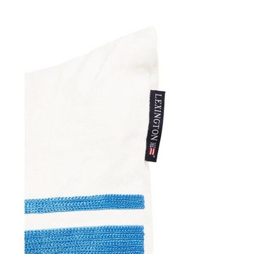 Kissenhülle LEXINGTON Kissen Embroidery Center Striped Linen-Cotton White-Blue (40, Lexington