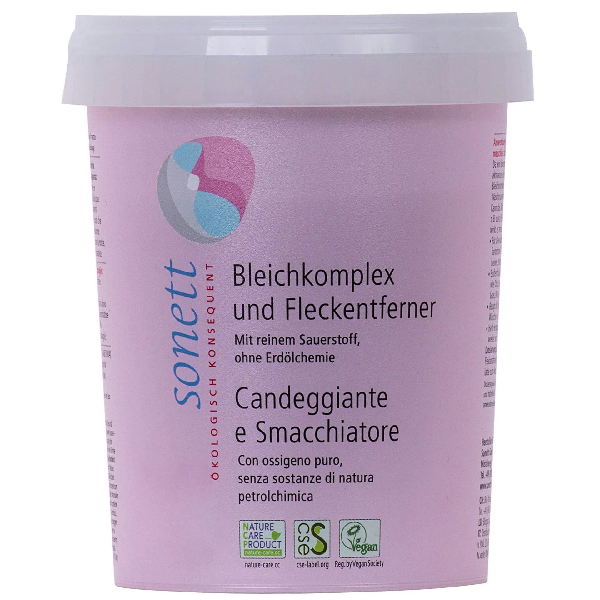 Sonett Bleichkomplex 450g Dose Fleckenentferner Fleckentferner (Sauerstoffbleiche ohne chemische Bleichaktivatoren)