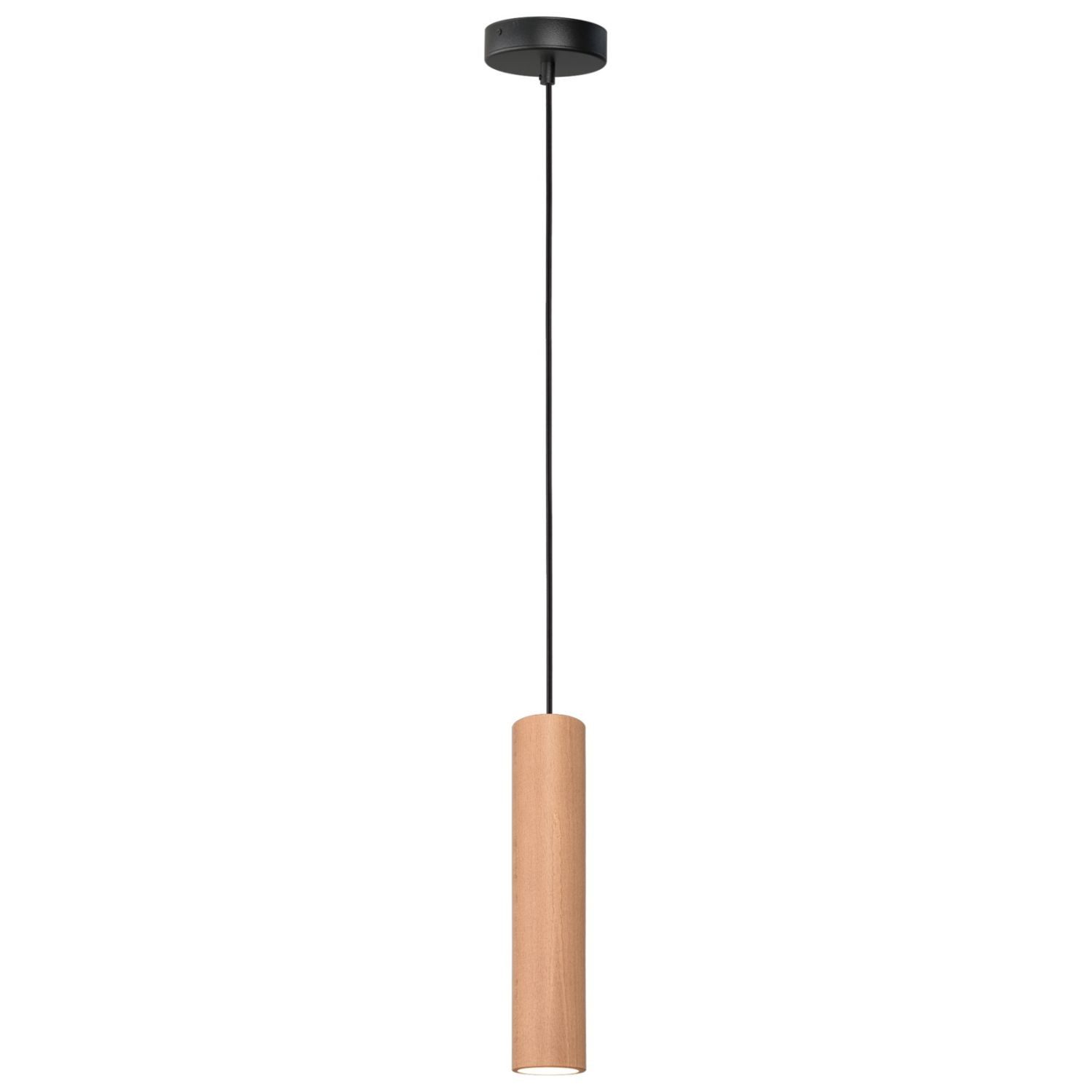 Licht-Erlebnisse Pendelleuchte STIFU, ohne Leuchtmittel, Metall Holz GU10 Ø 62 cm H: max. 180 cm Schwarz Eiche rund