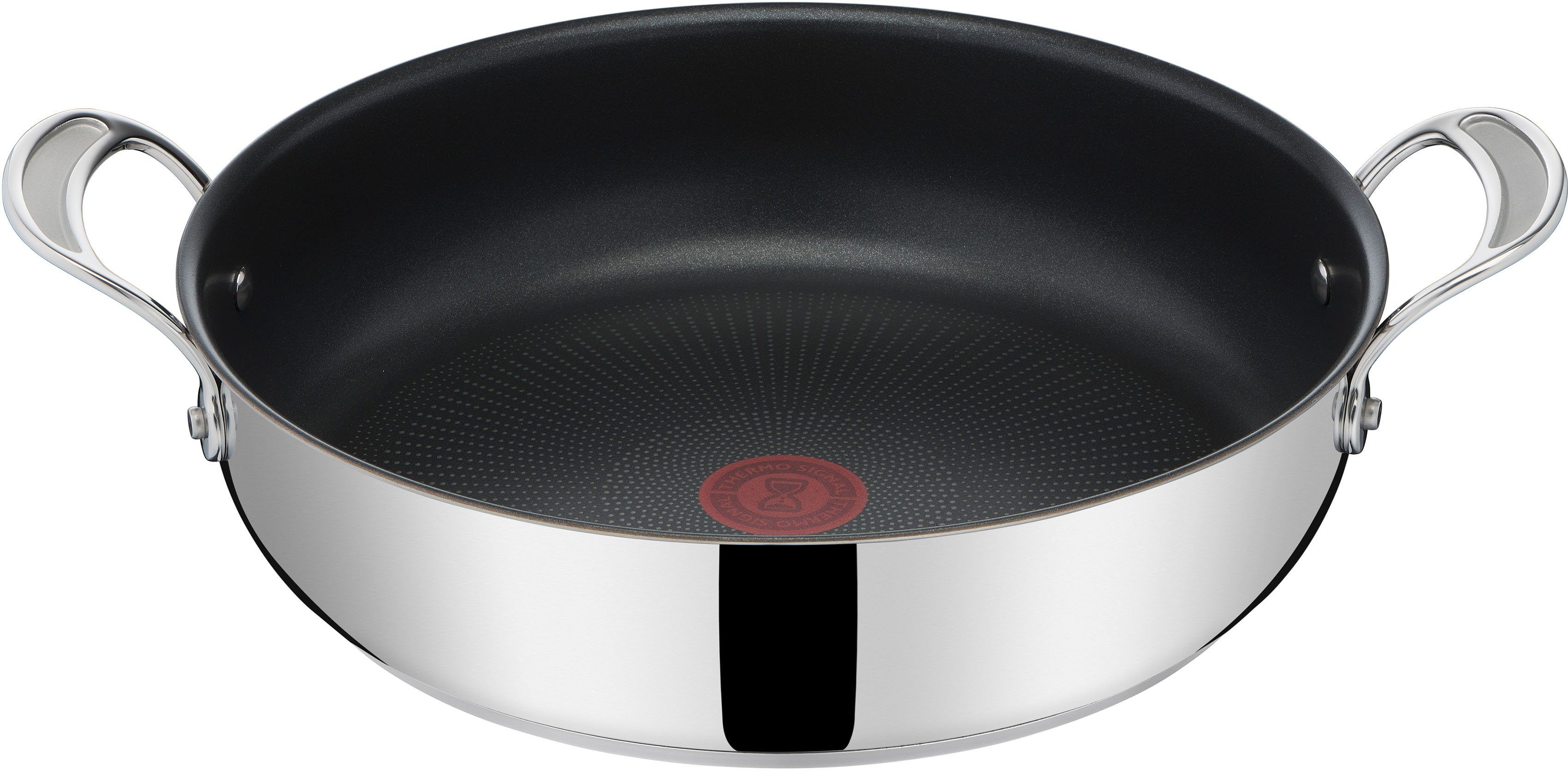 Tefal Servierpfanne Jamie Oliver Cook's Classic, Schmorpfanne Induktion beschichtet, Edelstahl (1-tlg), Thermo-Signal bei idealer Brattemperatur, für alle Herdarten geeignet