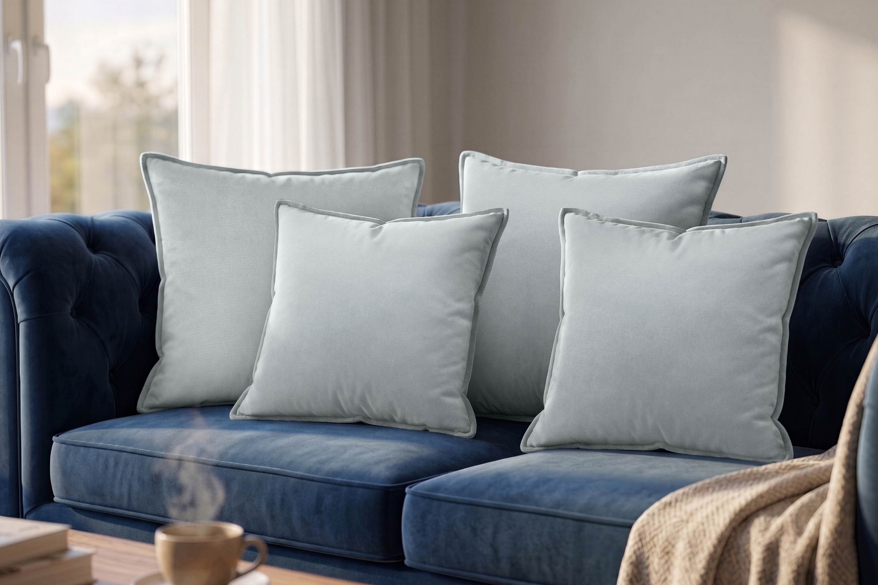 Amilian Dekokissen 4er Set Zierkissen Sofakissen Couchkissen mit Reißverschluss, inklusive Füllung für Sofa, Couch und Bett