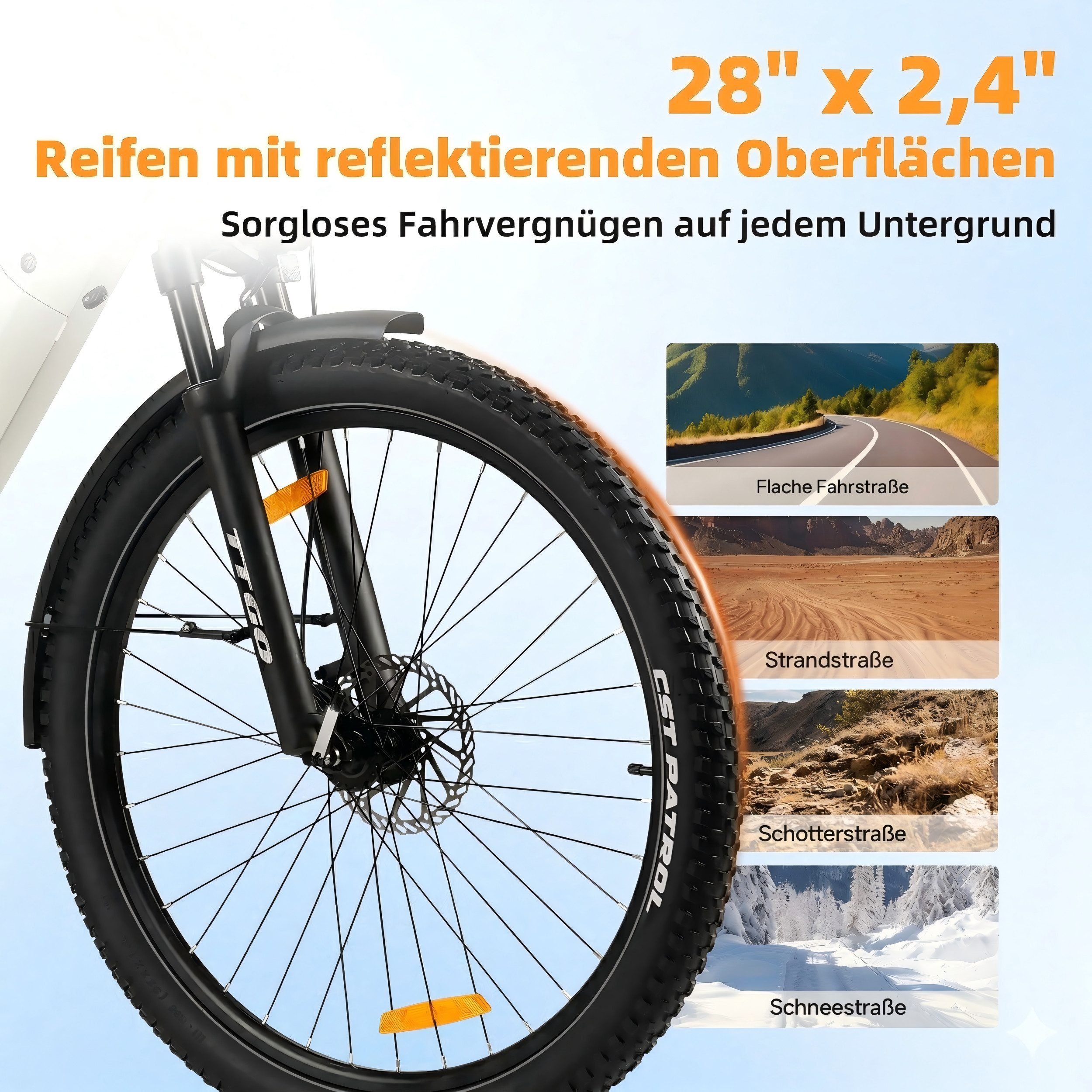 TTGO E-Bike Cityrad 28 Zoll, 70Nm, Drehmomentsensor, max. 120km, Federsattelstütze, 7 Gang SHIMANO, Kettenschaltung, Heckmotor, 720 Wh, 5 Stufen, Farbdisplay, E – Bild 4 von 5
