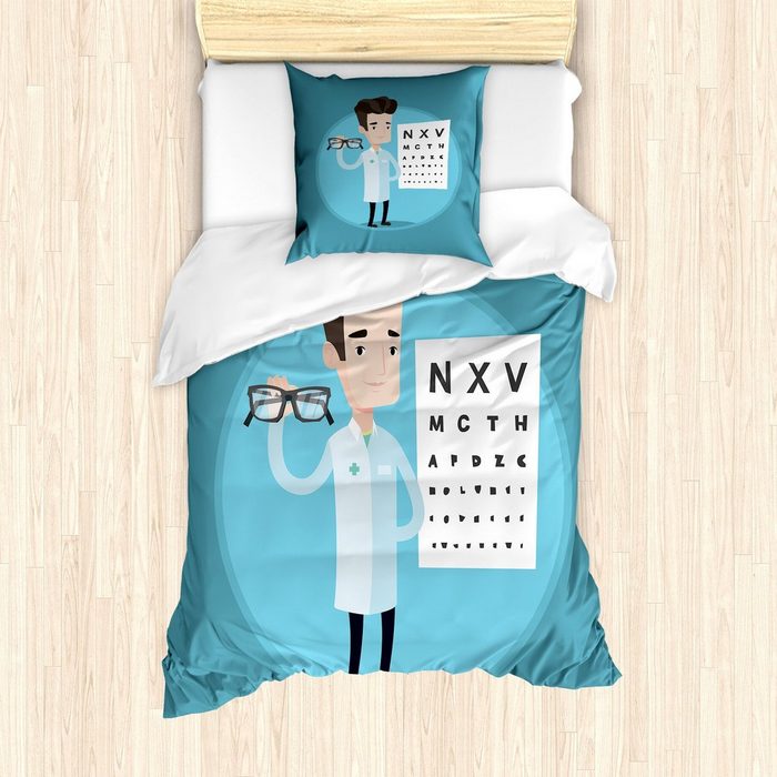 Bettwäsche Milbensicher Allergiker geeignet mit Kissenbezug Abakuhaus Microfaser Augendiagramm Doktor Holding Brillen