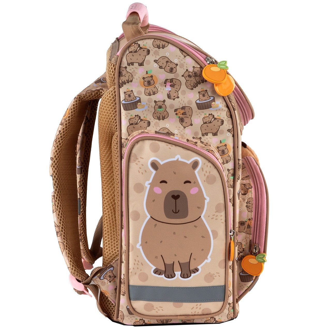 GOLDKIDS Schulranzen für Mädchen, 8er-Set - (Schul-Rucksack für Kinder mit Federmäppchen, 1-tlg., - Schuhbeutel Trinkflasche und Brotdose), - Kapibara Motiv