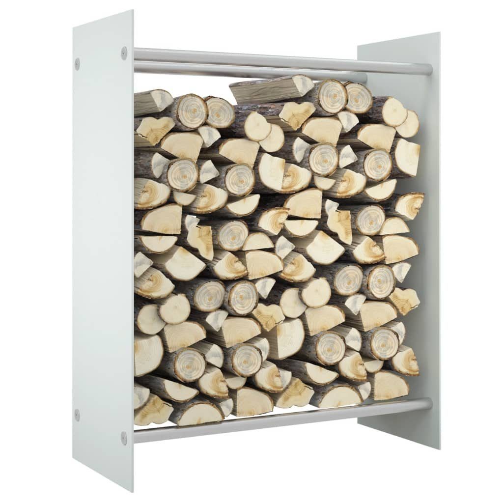 vidaXL Kaminholzregal Brennholzregal Weiß 80x35x100 cm Hartglas, BxTxH:80x35x100 cm