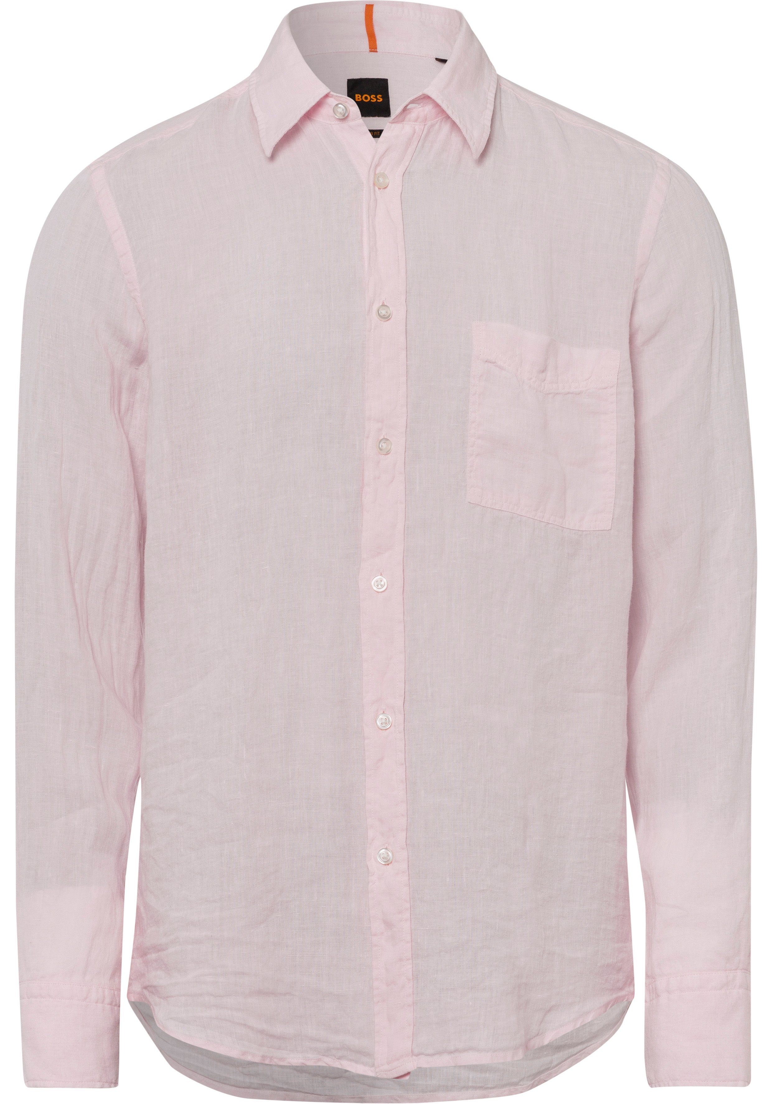 Pink ORANGE BOSS Light/Pastel Langarmshirt mit 682 BOSS-Kontrastdetails