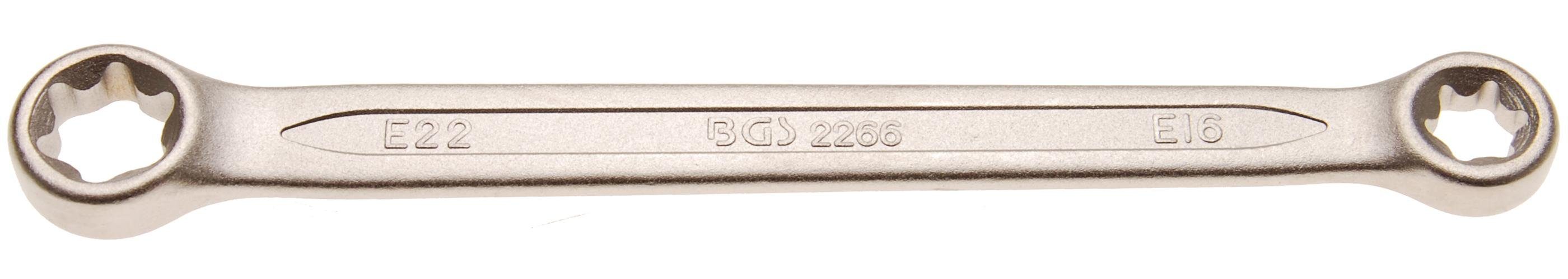 BGS technic Bit-Schraubendreher Doppel-Ringschlüssel mit E-Profil-Ringköpfen, SW E16 x E22