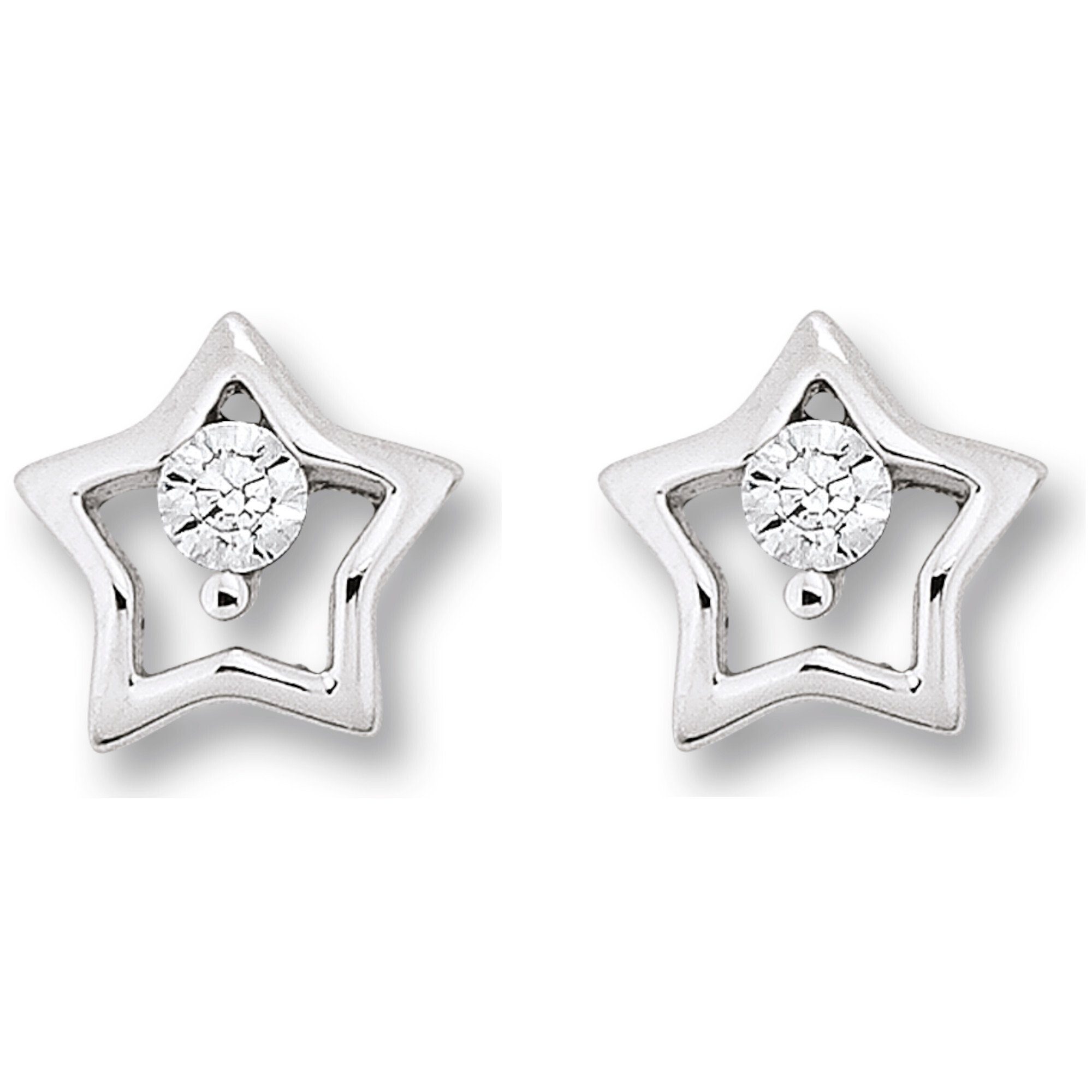 Stern Silber Paar Zirkonia aus Schmuck ELEMENT ONE Ohrringe Damen Silber, 925 Ohrstecker Ohrstecker Stern