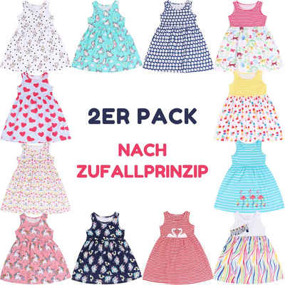 L&K-II Sommerkleid 5204 (2/3/4er-Pack) Літні сукні Mädchen mit Einhorn Blumen Tieren Mustern