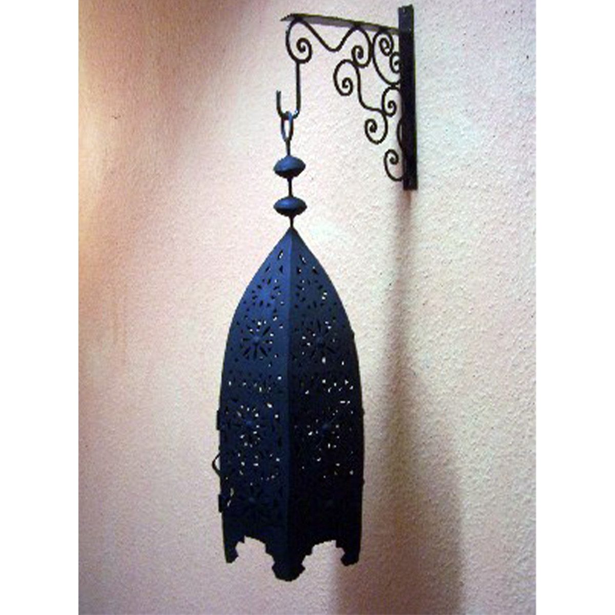 Marrakesch Orient & Mediterran Interior Kerzenlaterne Marokkanische Laterne Sliman handgefertigt aus Eisen in Schwarz 60 cm (1 St), Handarbeit
