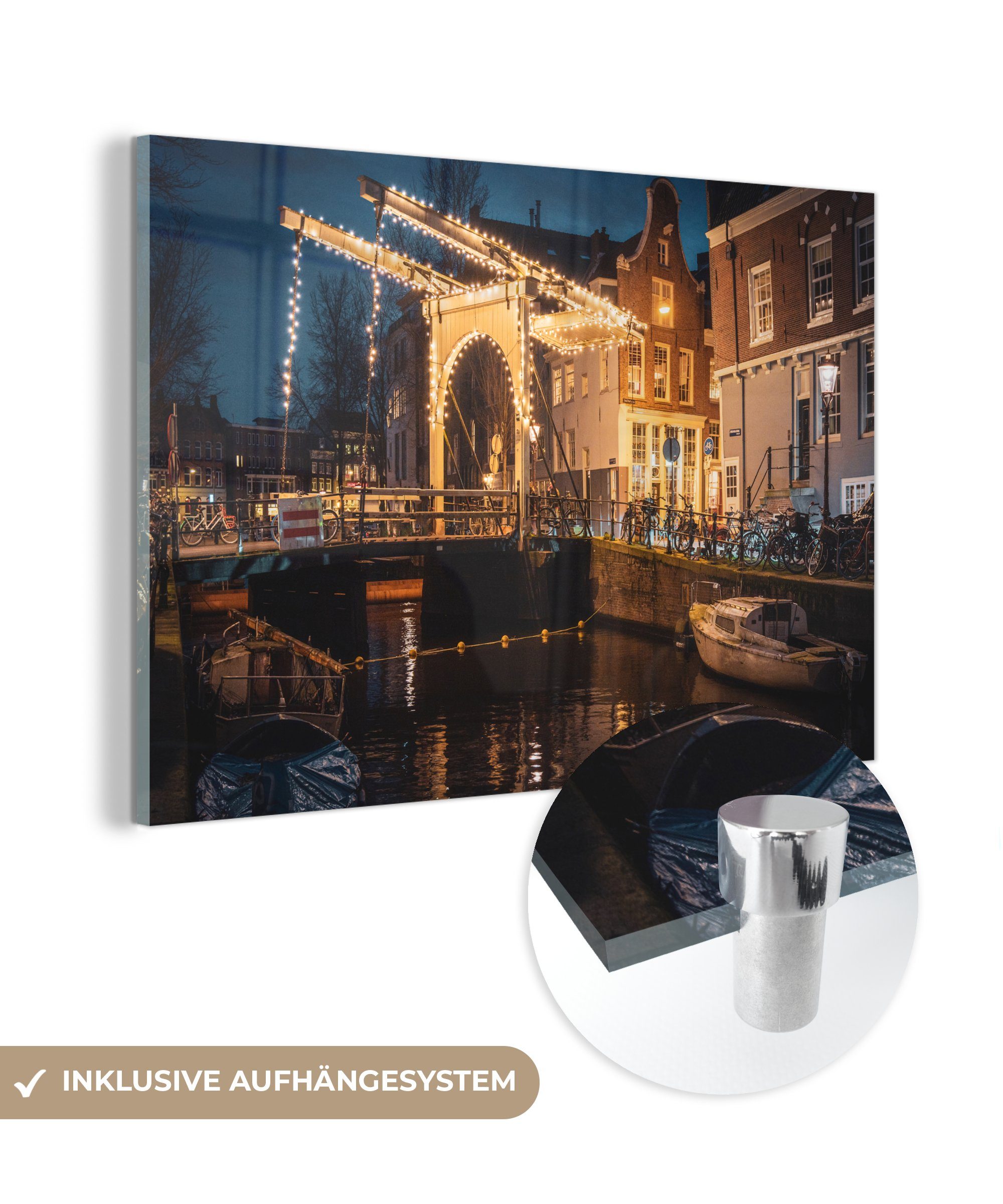 (1 Acrylglasbild & Abenddämmerung, Brücke Wohnzimmer in Acrylglasbilder der St), MuchoWow Schlafzimmer