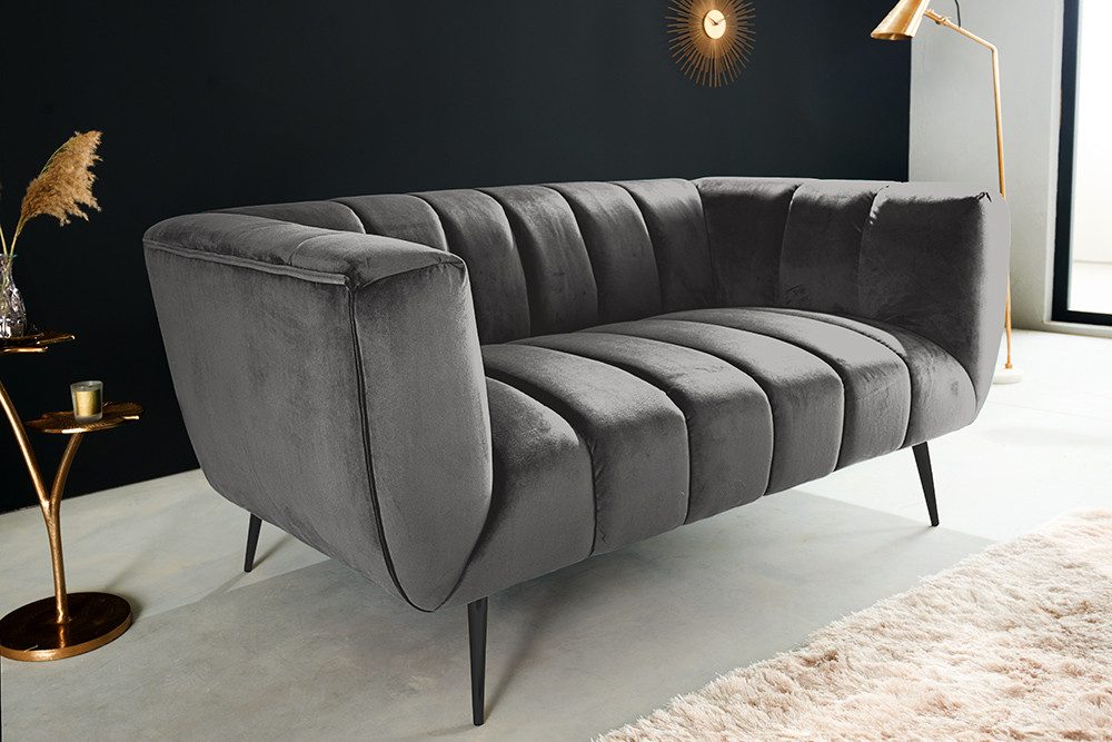riess-ambiente 2-Sitzer NOBLESSE 165cm grau / schwarz · Couch mit Bezug aus günstig online kaufen