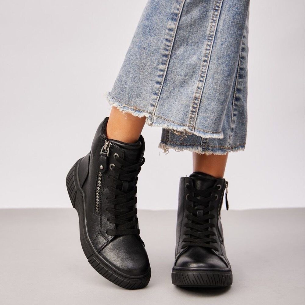 Ital-Design Damen Halbschuh mit Reißverschluss und Schnürung Schnürstiefelette (90598702) Flach Stiefeletten in Schwarz