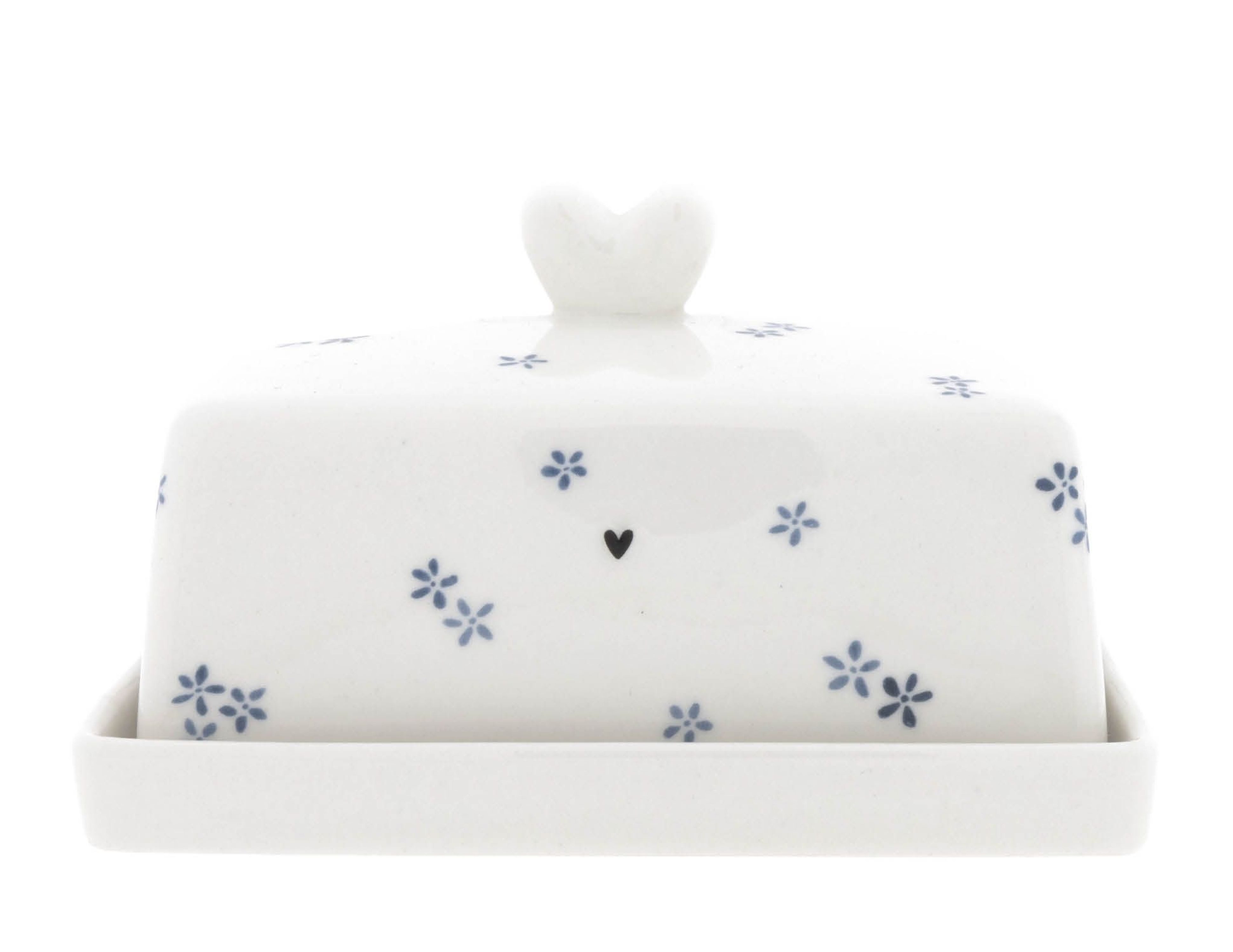 Bastion Collections Butterdose Bastion Collections Butterdose Butterschale Blumen Weiß Blau