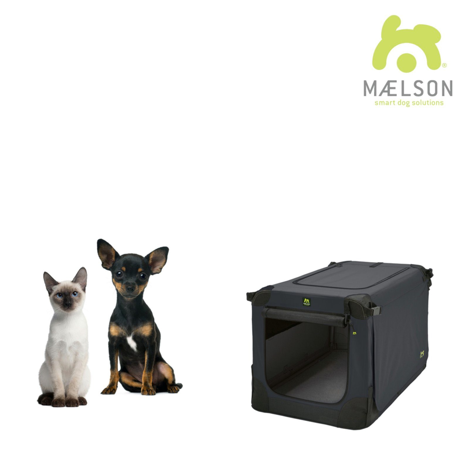 MAELSON Tiertransportbox Soft Kennel Transportbox, faltbar - anthrazit, für Hunde und Katzen geeignet