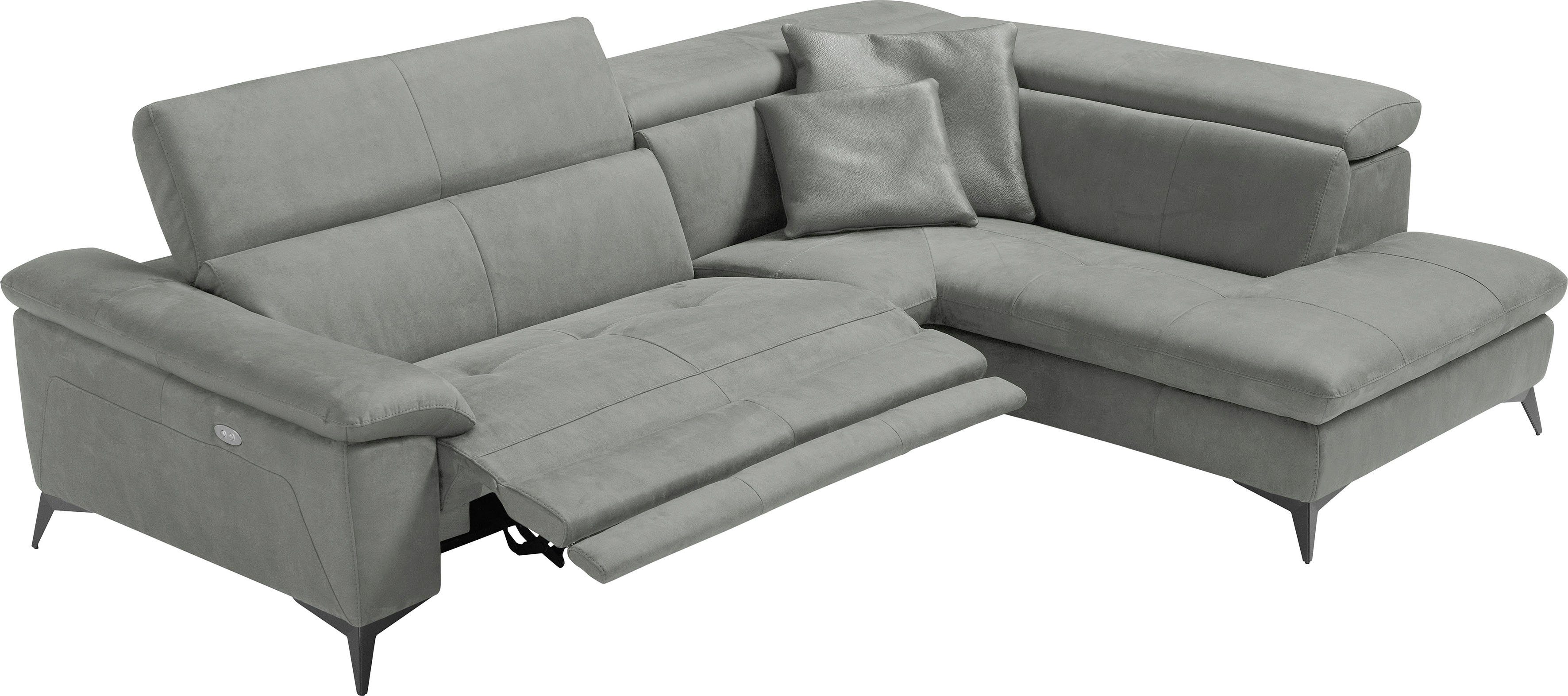 Egoitaliano Ecksofa Martine, Multifunktionssofa mit Komfortfunktionen, edel und bequem, mit Ottomane, elektrischer Relaxfunktion und Kopfteilverstellung