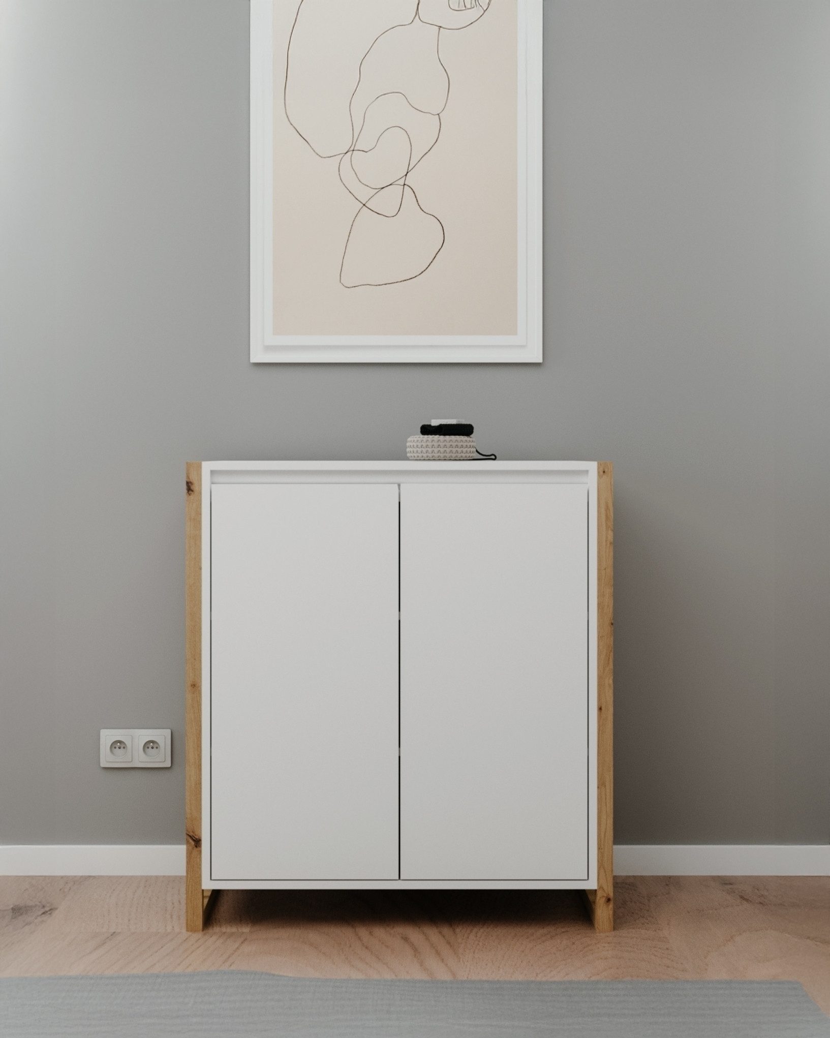 freiraum Kommode Denver, in weiß / Dekor Artisan Oak - 80x88x40cm (BxHxT)