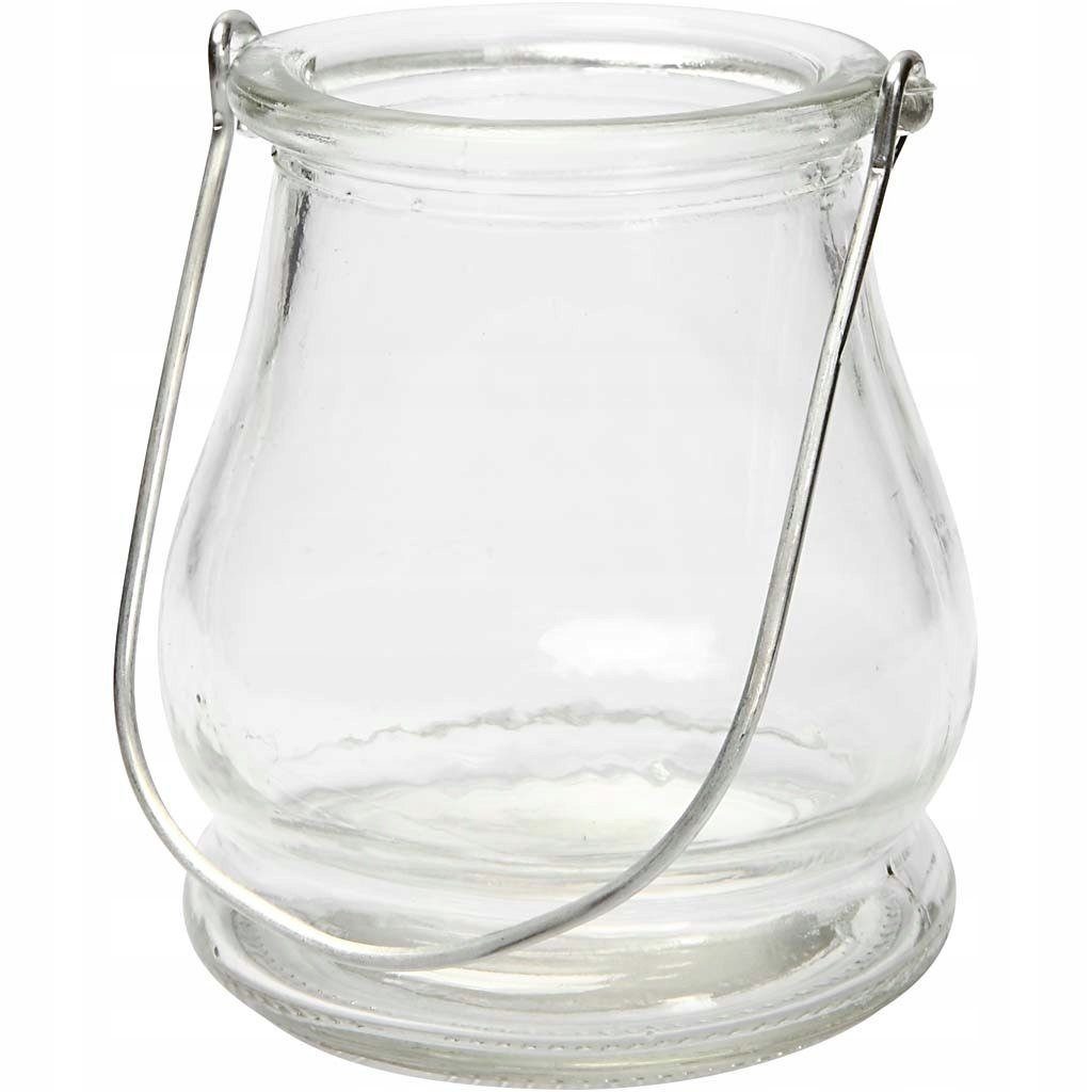 Creotime Dekoobjekt Glas Laterne mit gebogen, Metallhenkel, 10cm