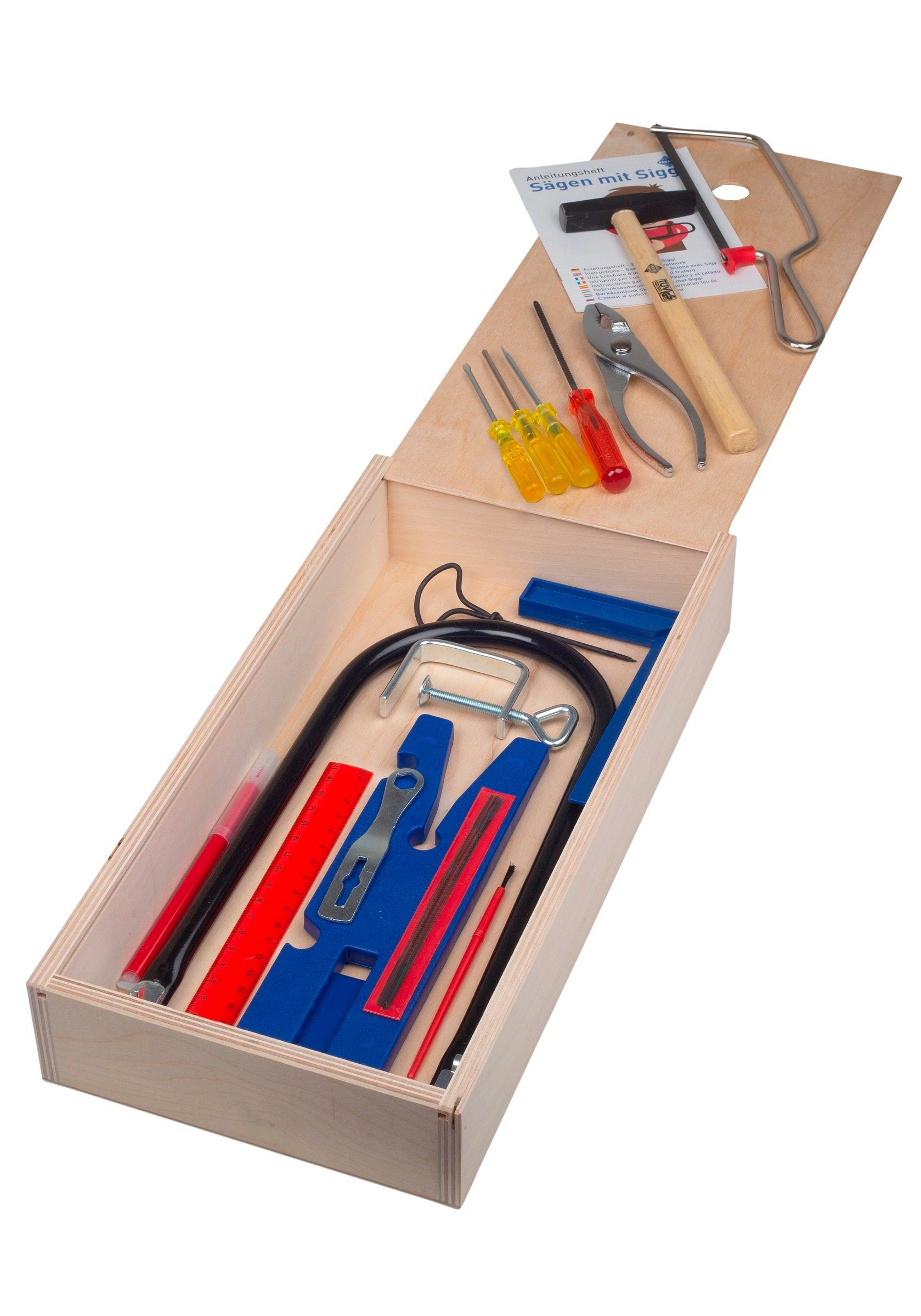 Pebaro Kinder-Werkzeug-Set Qualitäts-Laubsägebox mit Schiebedeckel, 23 Teile, 452