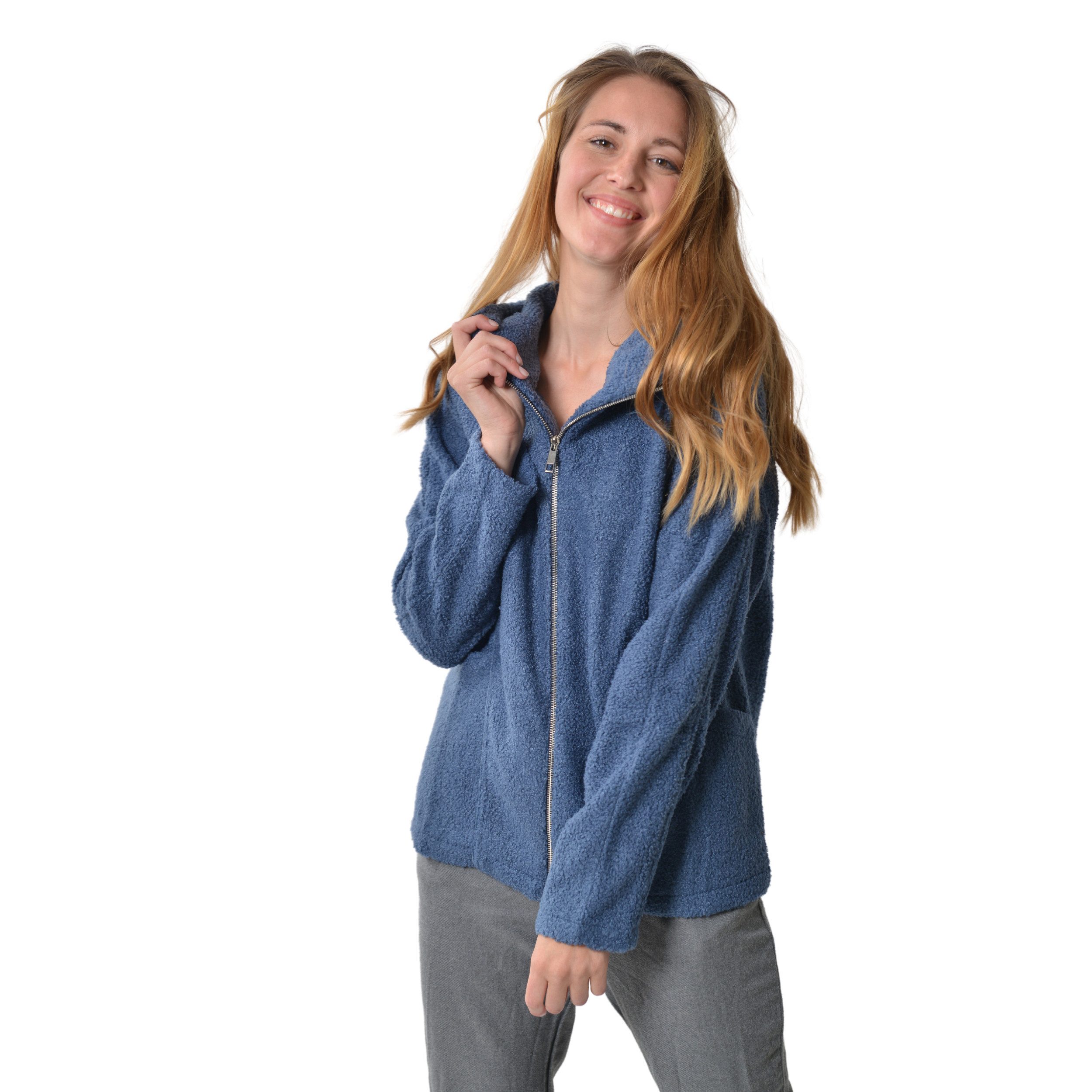 M-Diamant Sweatjacke Unisex Teddy Fleecejacke mit Kapuze Winterjacke Übergangsjacke kuschelig durch weiches Teddy-Fleece