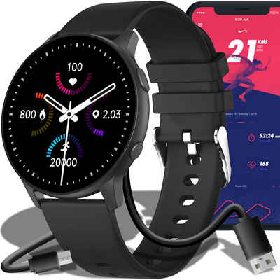 Retoo Bluetooth Pulsuhr Gesundheit Fitness Tracker Sport Schwarz Smartwatch, Smartwatch Bedienungsanleitung Aufladekabel Displayschutzfolie, Gesundheitsüberwachung, Aktivitätstracking, Vielseitigkeit