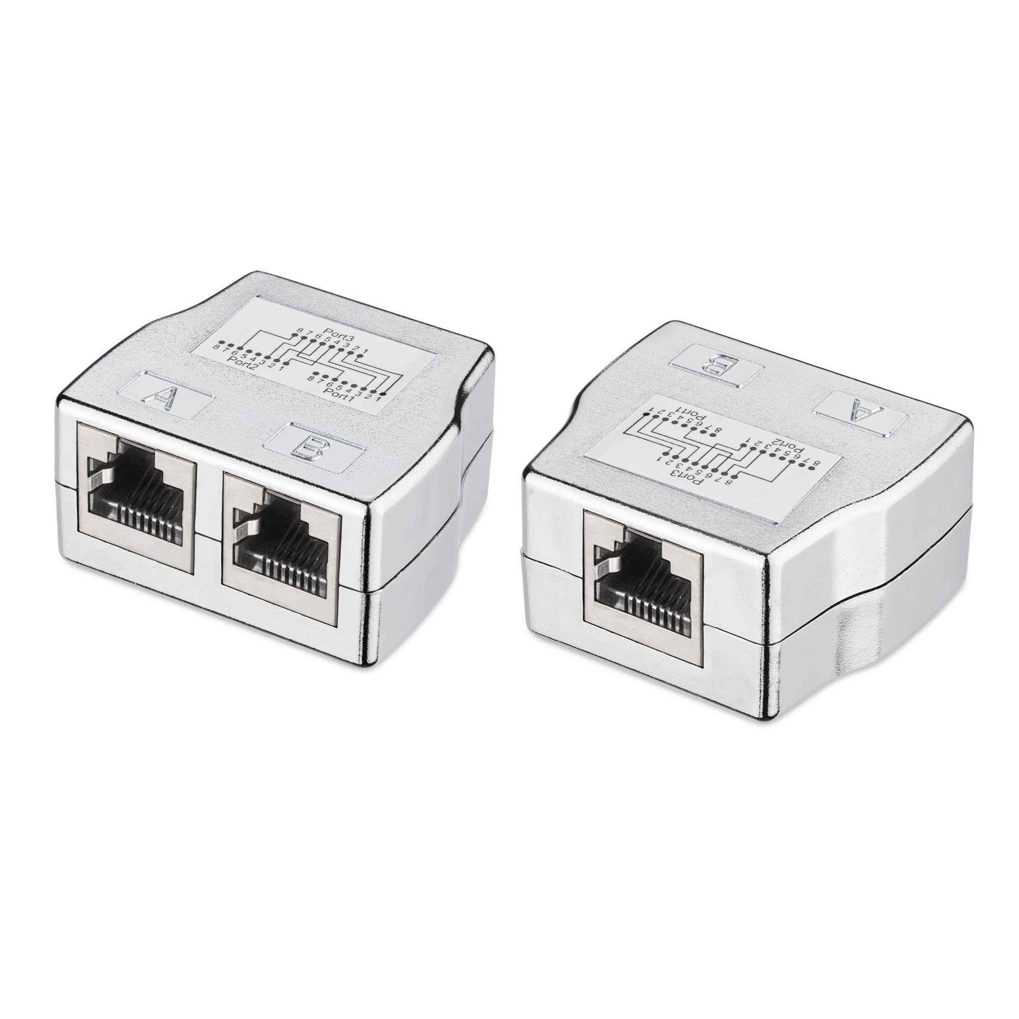 kwmobile 2x RJ45 Netzwerkkabel Splitter, LAN-Kabel Verteiler Adapter Netzwerk-Adapter, 4,40 cm