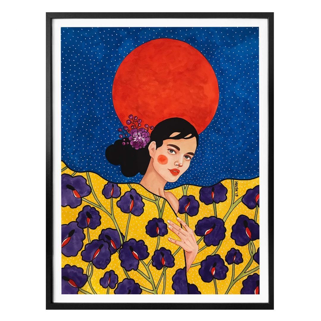 K&L Wall Art Poster Poster Hülya kraftvolles Portrait Sommer Vergeude die Nacht, Wohnzimmer Wandbild modern