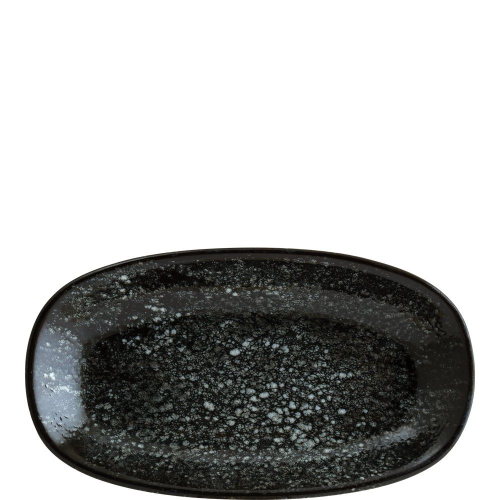 Bonna Servierplatte Cosmos Black, Premium Porzellan, Gourmet Platte oval Premium Porzellan Schwarz 1 Stück