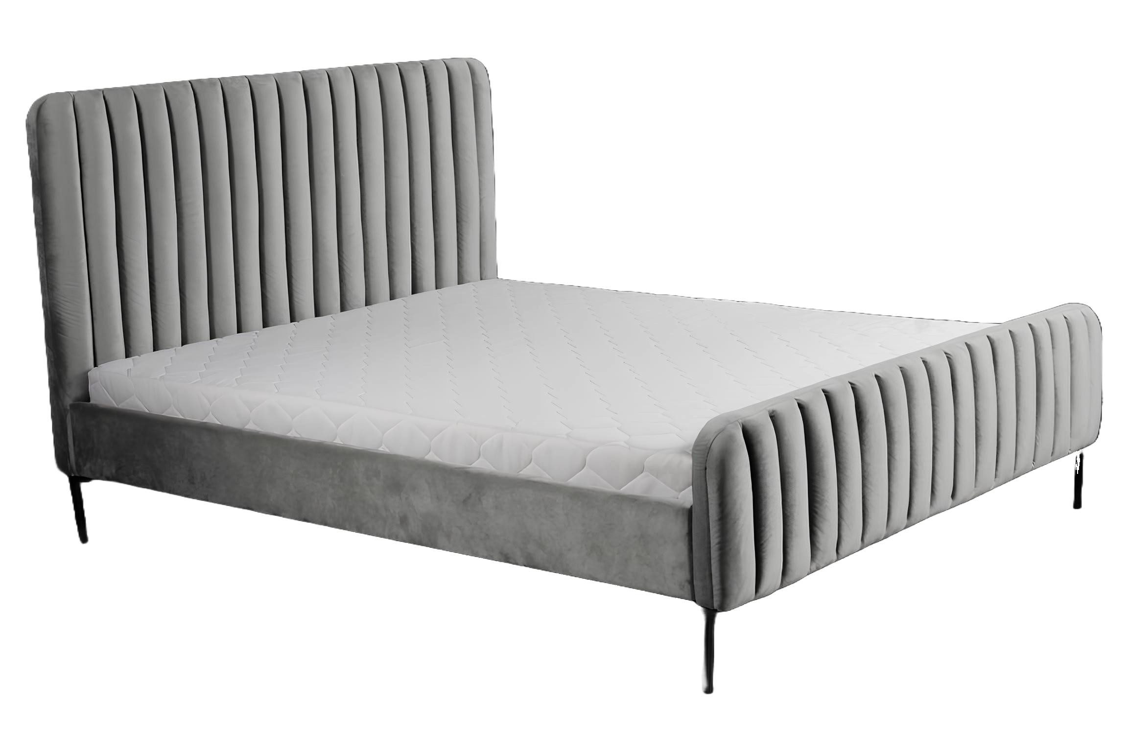 Xlmoebel Bett Elegantes Stoff-Hotelinterieur mit grauem (Bett), Hergestellt in Europa