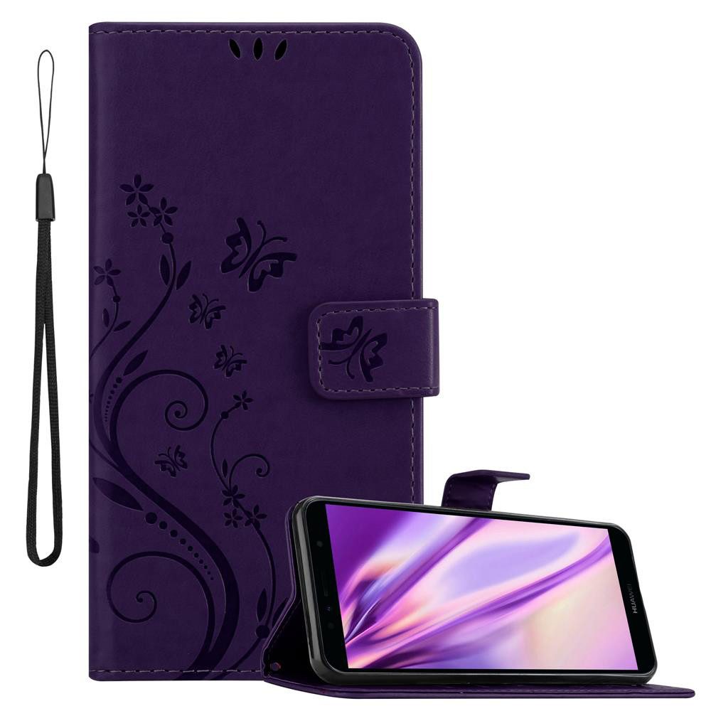 Cadorabo Handyhülle für Honor 7A / Huawei Y6 PRIME 2018 Hülle Honor 7A / Huawei Y6 PRIME 2018, Hülle Schutzhülle Blumen Flower mit Standfunktion Kartenfach Magnet