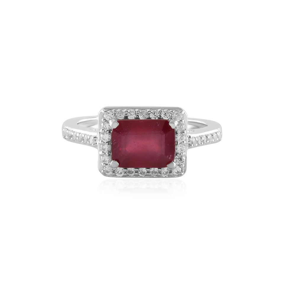 Silberring Madagaskar Bemainty Rubin Ring, 925 Silber plattiert, 2,04ct