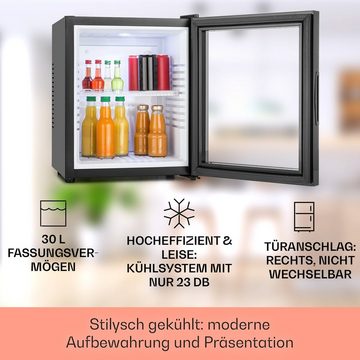 Klarstein Table Top Kühlschrank HEA-MKS-13 10005440A, 47 cm hoch, 38 cm breit, Hausbar Minikühlschrank ohne Gefrierfach Glastür klein Kühlschrank