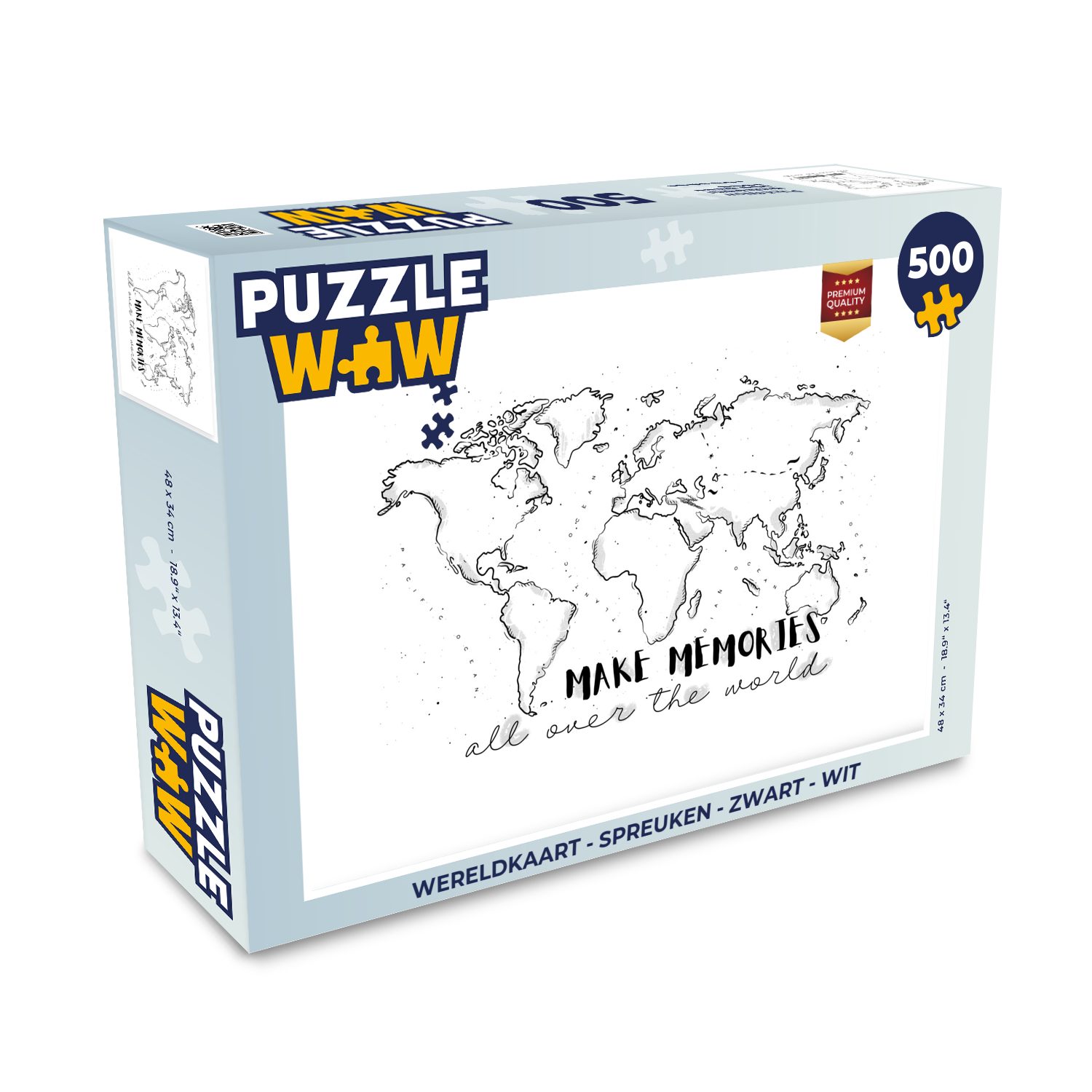 MuchoWow Puzzle Weltkarte Sprichwörter Schwarz Weiß, 500