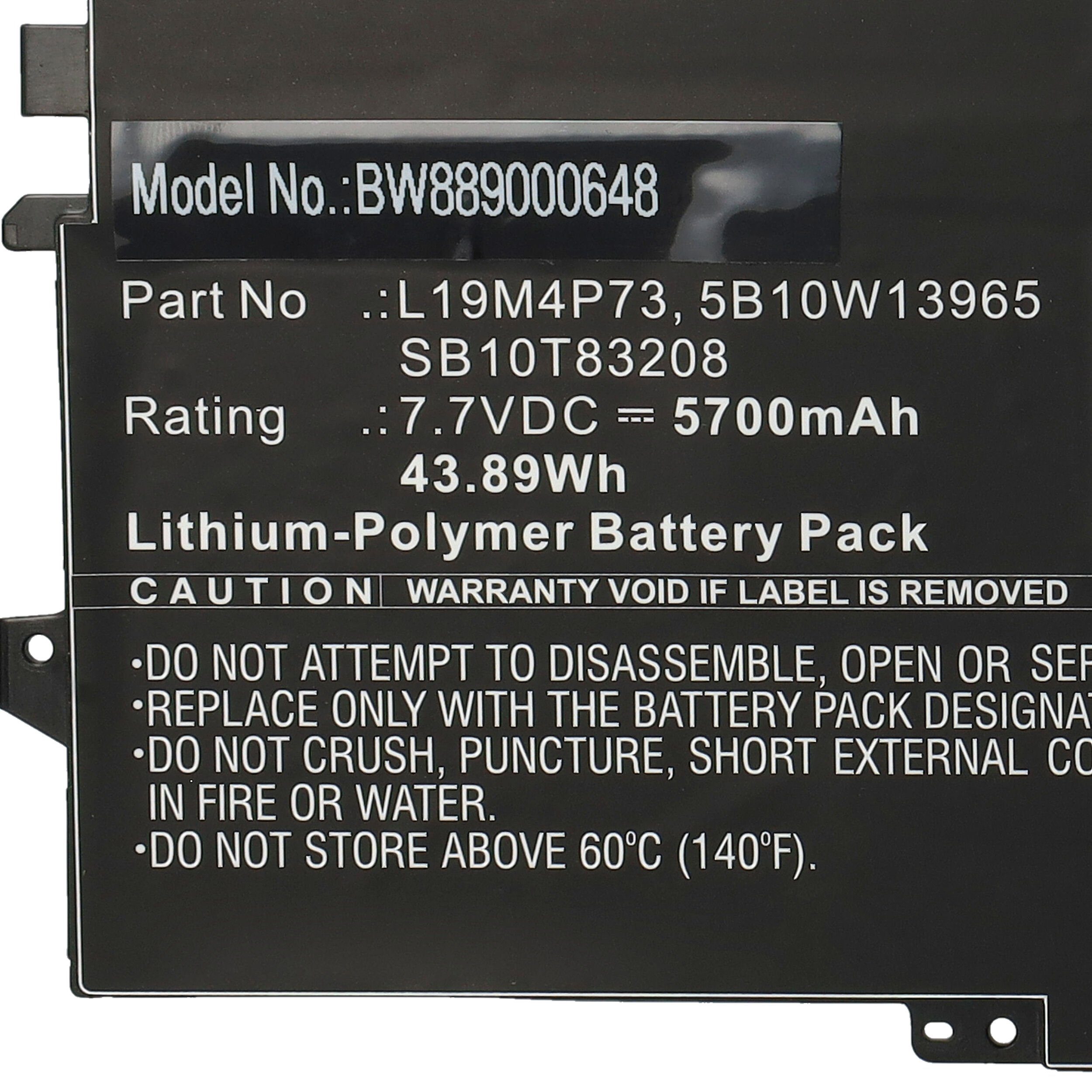 SB10T83208 L19M4P73, Lenovo für vhbw Ersatz Li-Polymer für (7,7 Laptop-Akku V) 5700 mAh 5B10W13965,