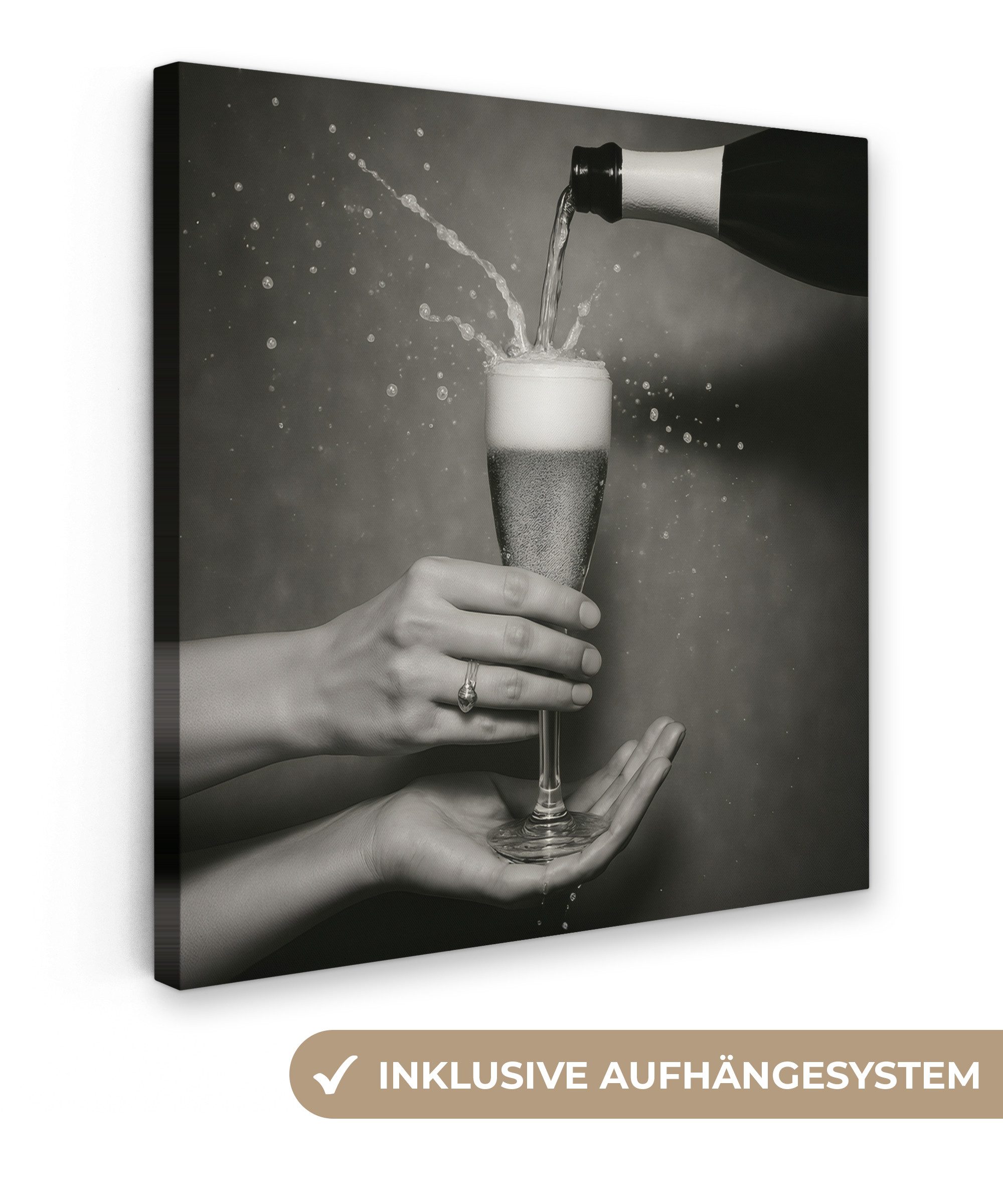 OneMillionCanvasses® Leinwandbild Champagnerflasche - Glas - günstig online kaufen