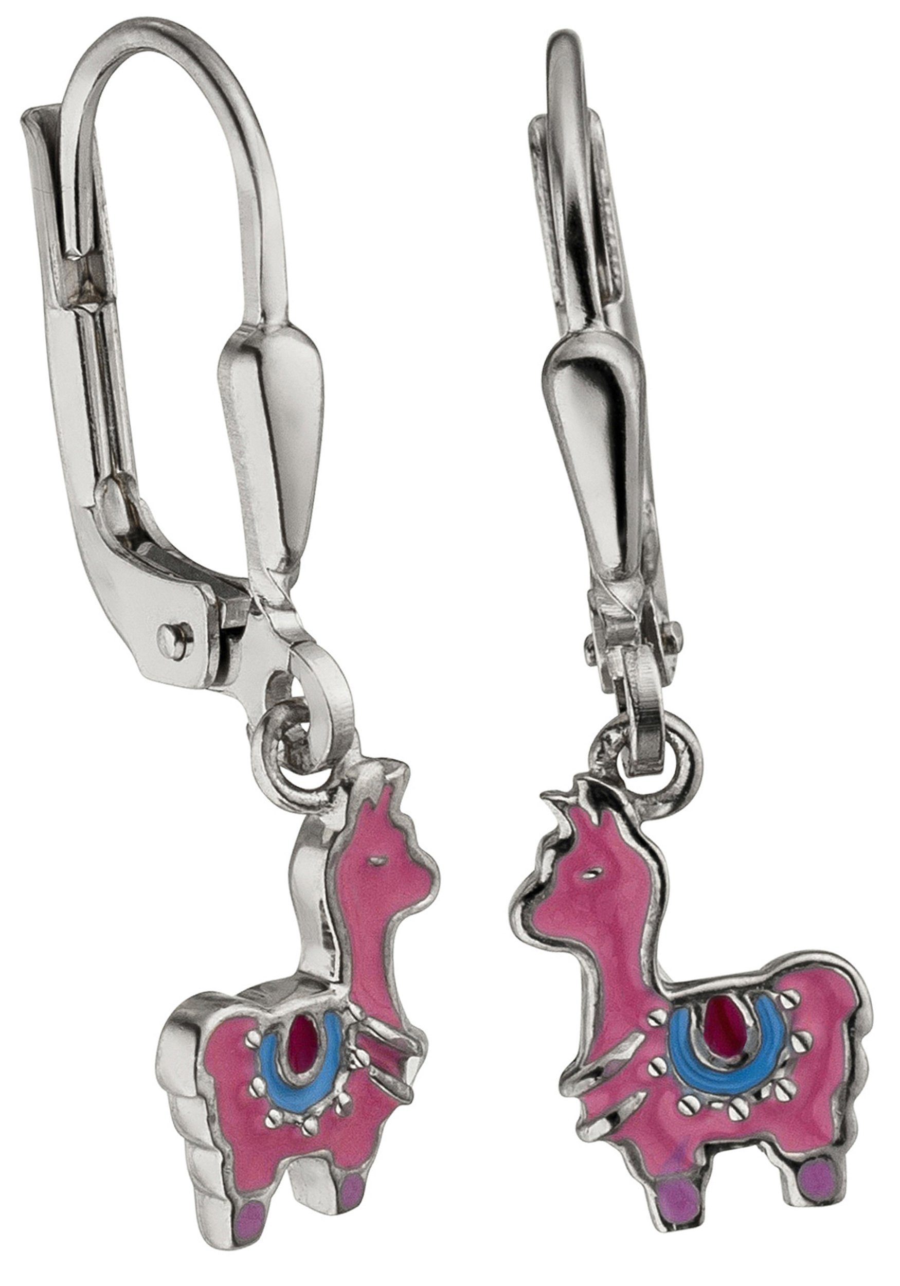 JOBO Paar Ohrhänger Ohrringe Kinder-Ohrringe Lama pink, 925 Silber  rhodiniert