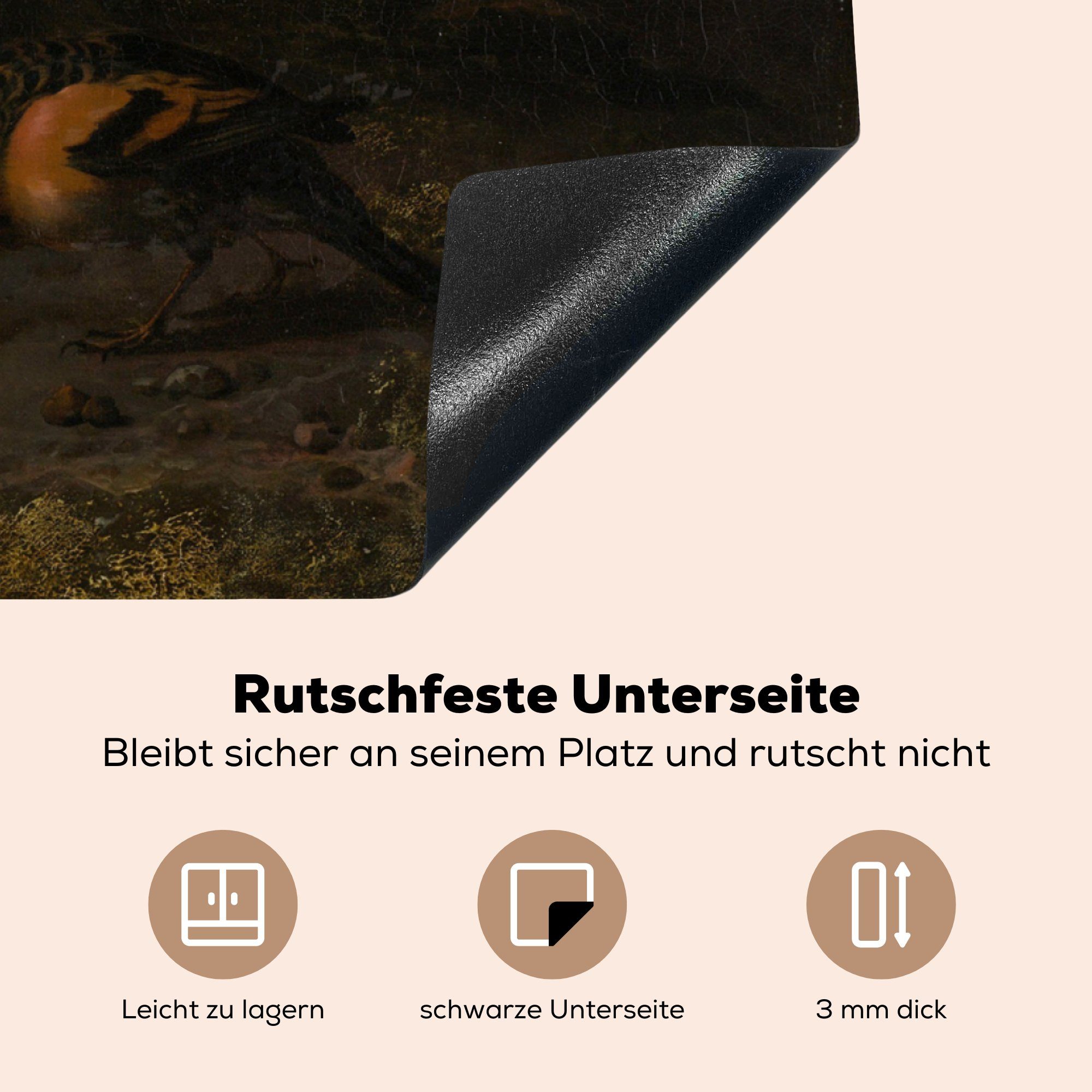 MuchoWow für - Melchior cm, und Vinyl, küche von tlg), Pflanzen 78x78 Arbeitsplatte Gemälde Tiere Herdblende-/Abdeckplatte (1 d'Hondecoeter, Ceranfeldabdeckung,