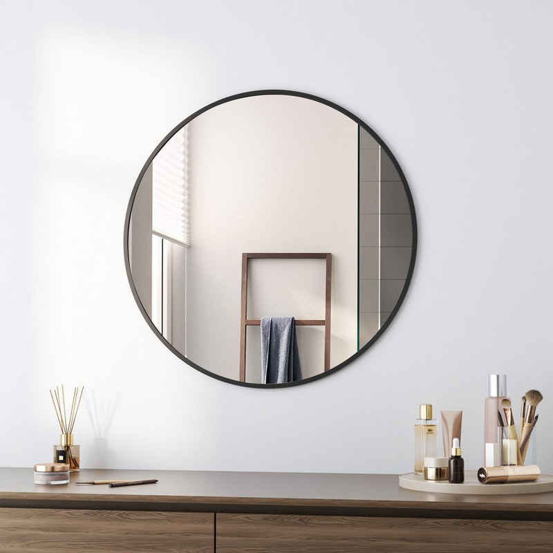 Boromal Декоративне дзеркало Настінне дзеркало Schwarz Дзеркало Rund Дзеркало для ванної кімнати Ø40/50/60/70/80cm (Badezimmerspiegel,Flurspiegel,Kosmetikspiegel,Schminkspiegel, Metall Rahmen), 5mm HD spiegel