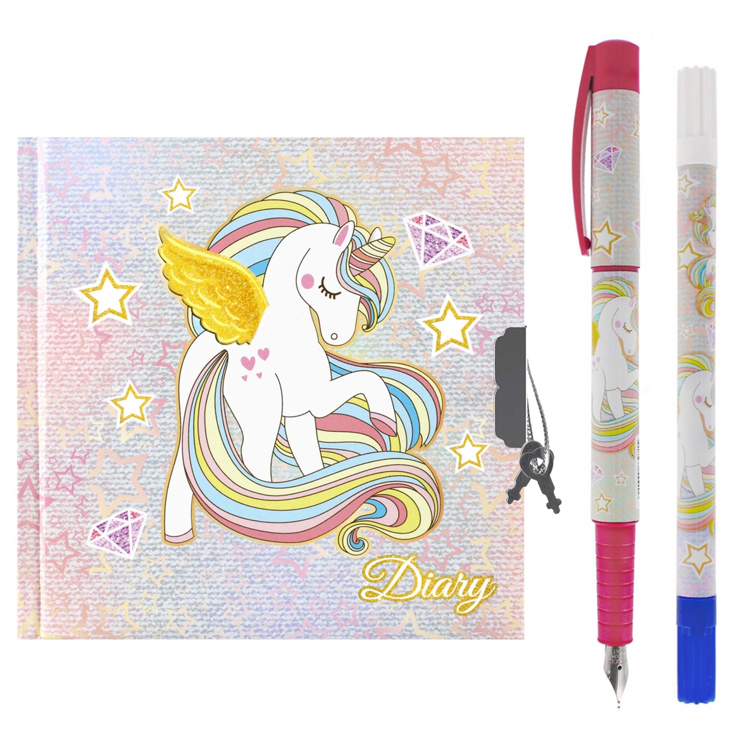 Sarcia.eu Tagebuch Tagebuch mit Einhorn-Vorhängeschloss + Patronenfüller