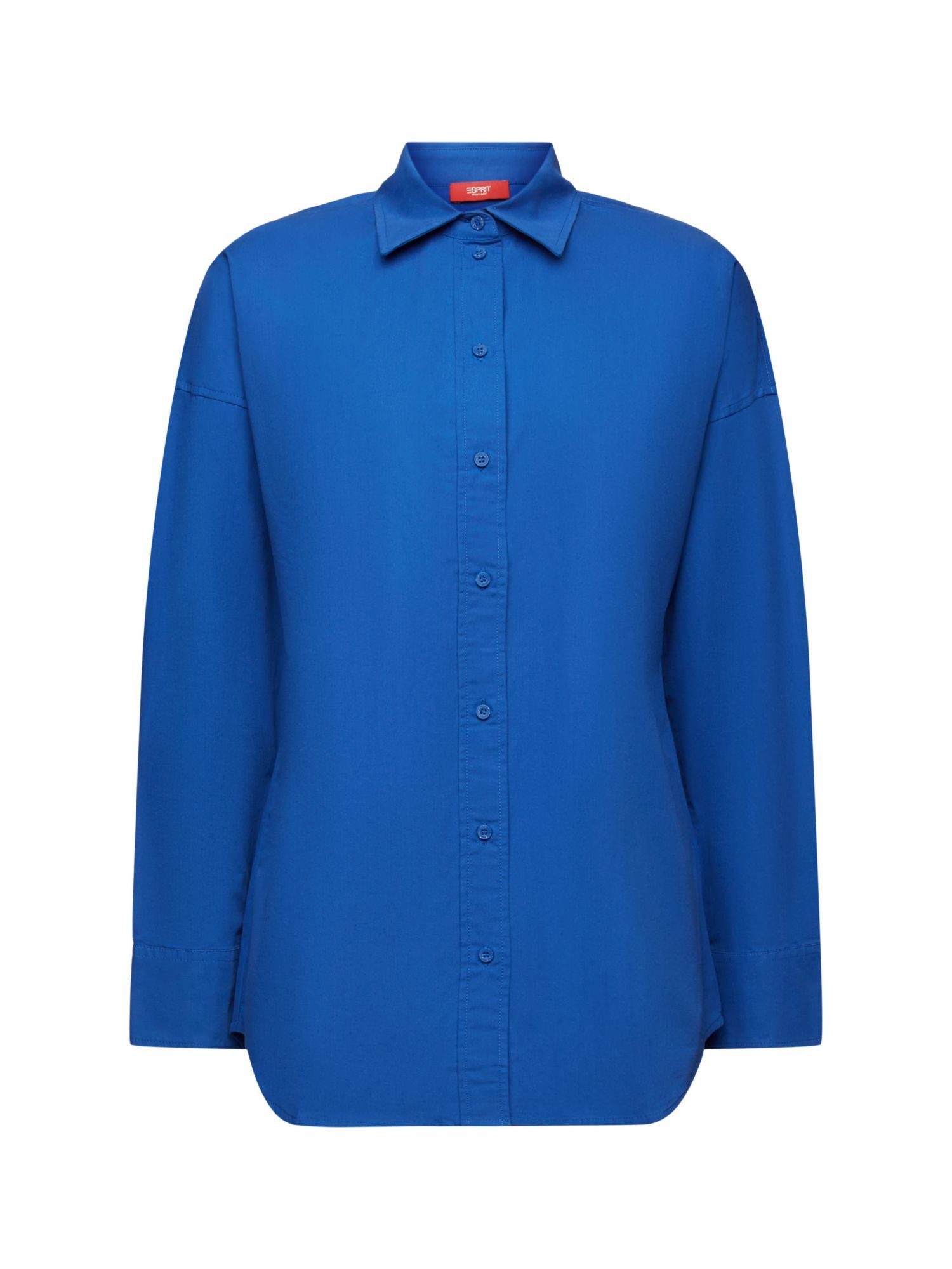 Esprit Langarmbluse Hemd aus Baumwoll-Popeline BRIGHT BLUE