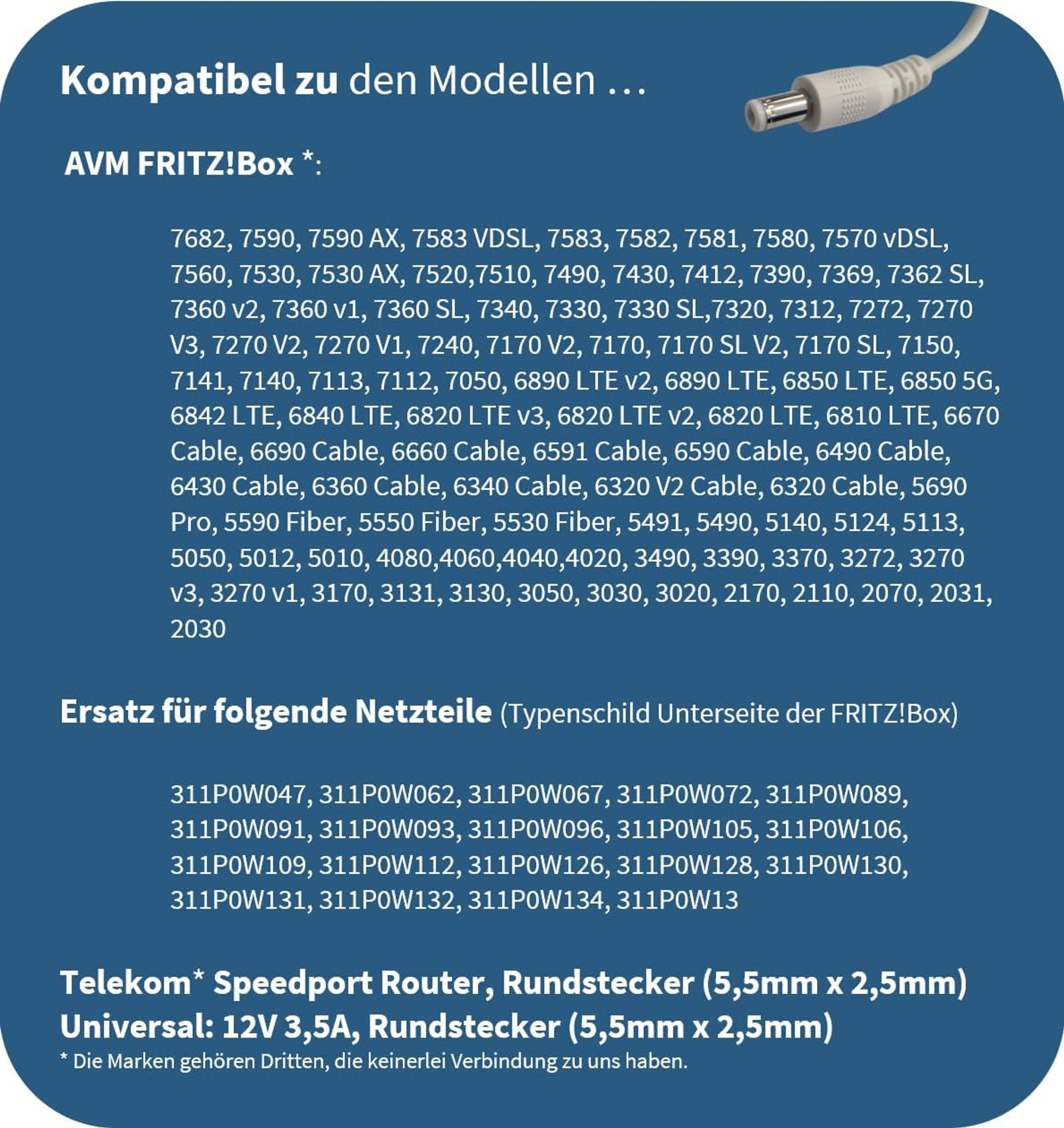 GEQUDIO Steckernetzteil (Universal Netzteil / Hohe Leistungsfähigkeit / 250 cm Anschlusskabel)